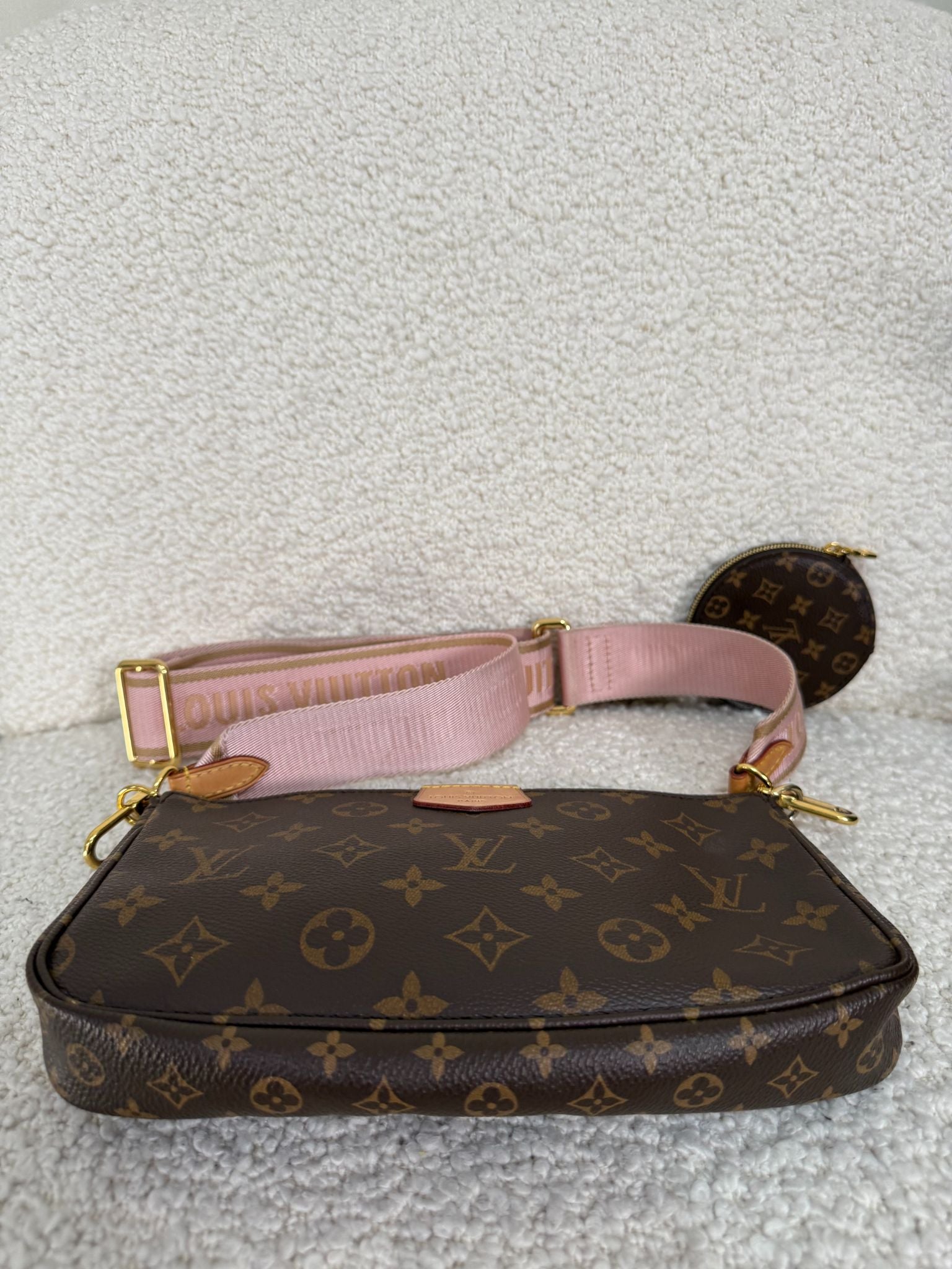 Louis Vuitton Multi Pochette Accessoires Rose Clair Strap Monogram Canvas