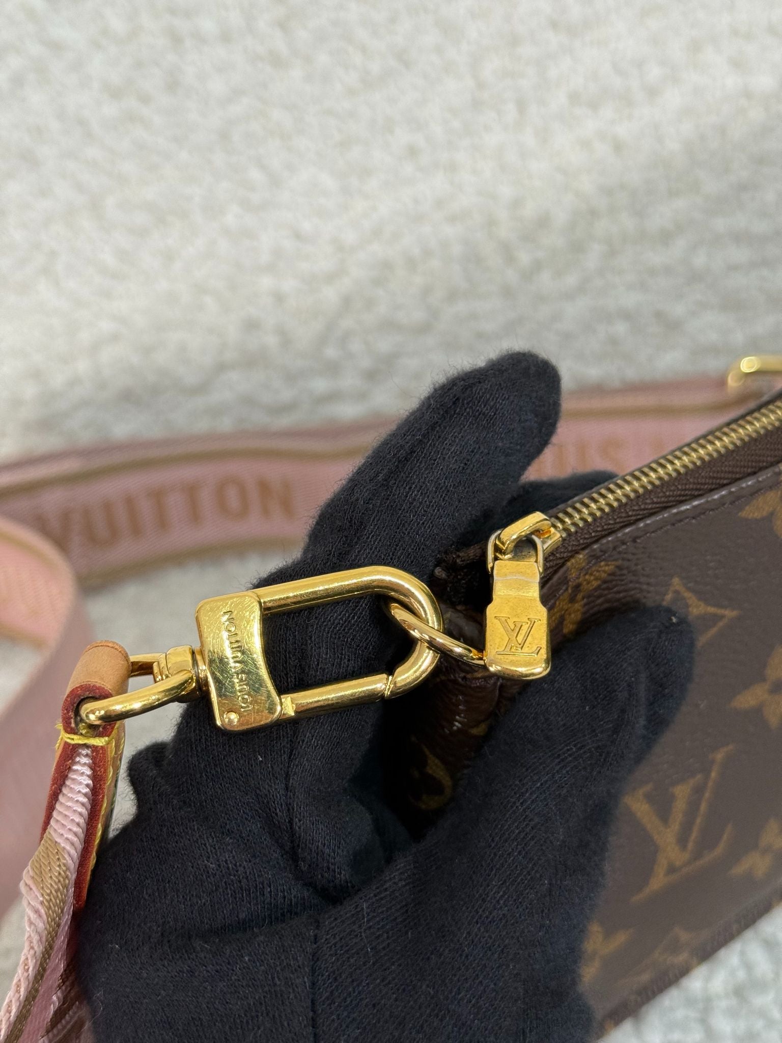 Louis Vuitton Multi Pochette Accessoires Rose Clair Strap Monogram Canvas
