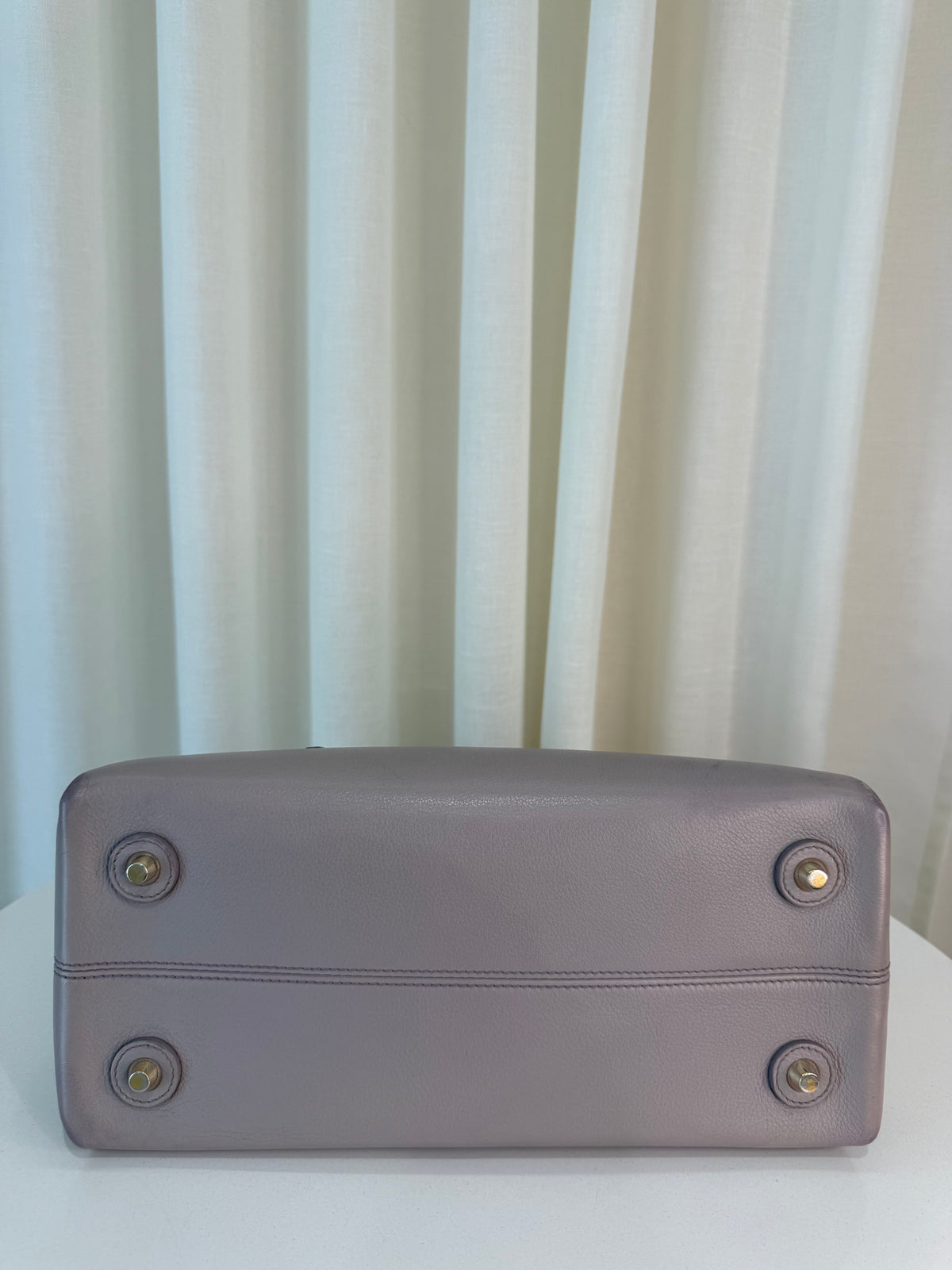 Christian Dior Push Lock Grey Leather Top Handle