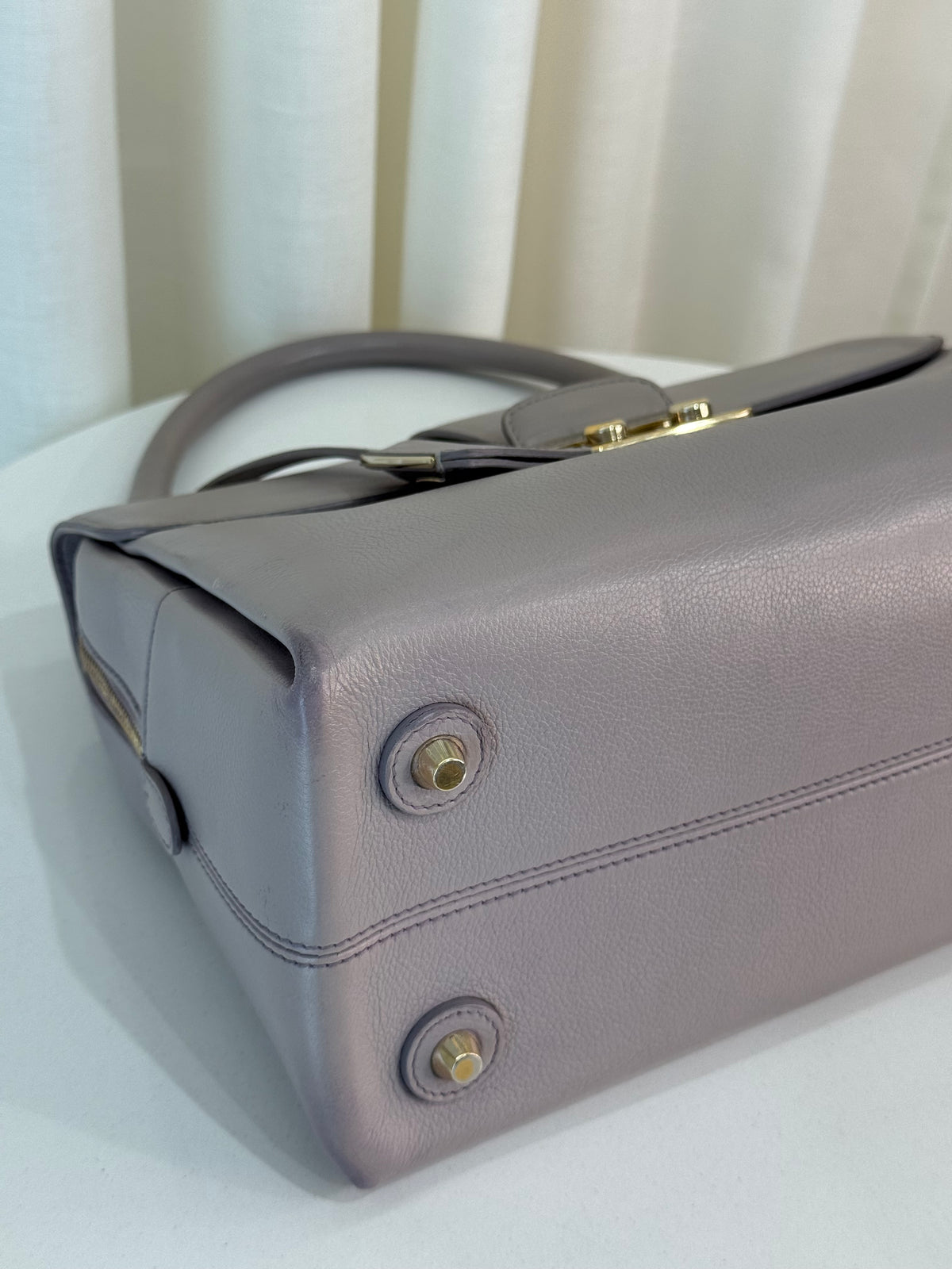 Christian Dior Push Lock Grey Leather Top Handle