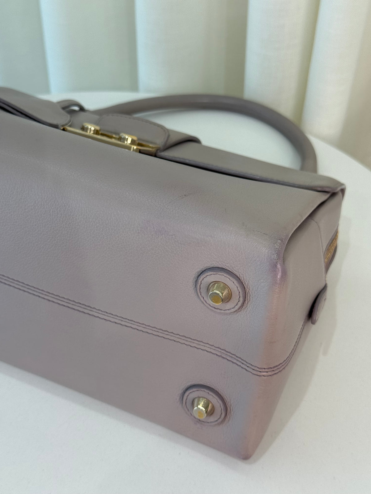 Christian Dior Push Lock Grey Leather Top Handle