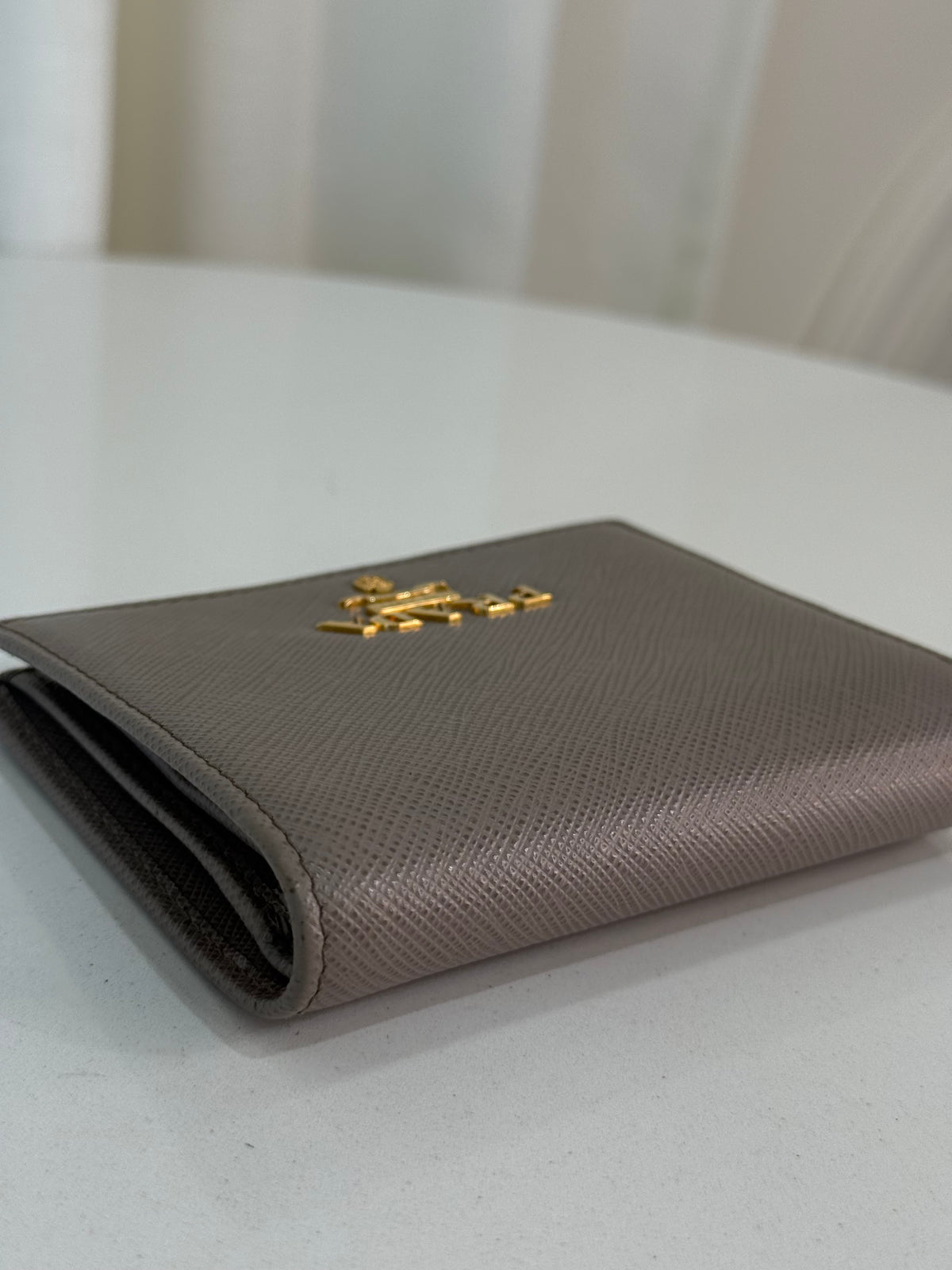 Prada Small Saffiano Leather Wallet Clay Grey