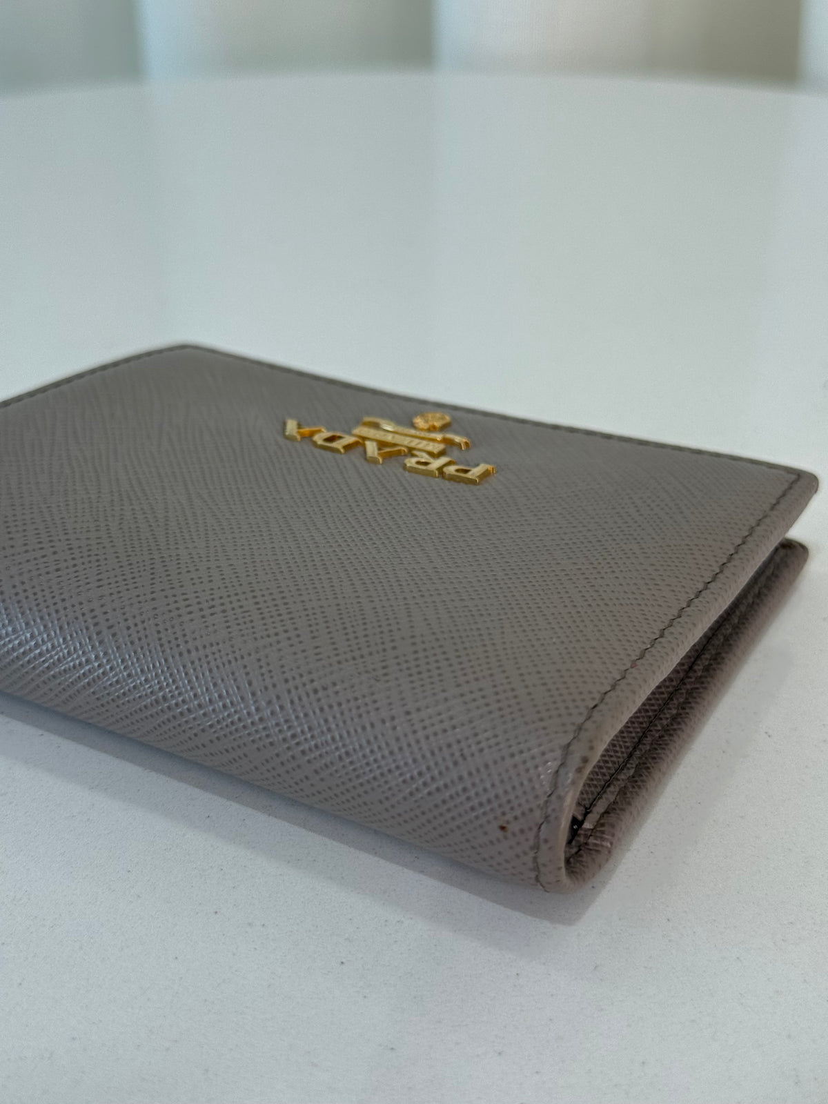 Prada Small Saffiano Leather Wallet Clay Grey