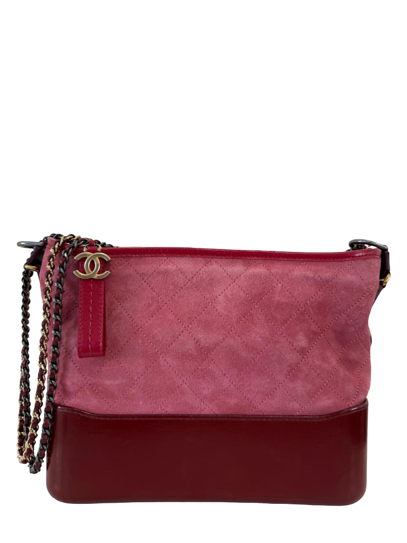 Chanel Medium Gabrielle Red Suede/Leather Hobo Bag