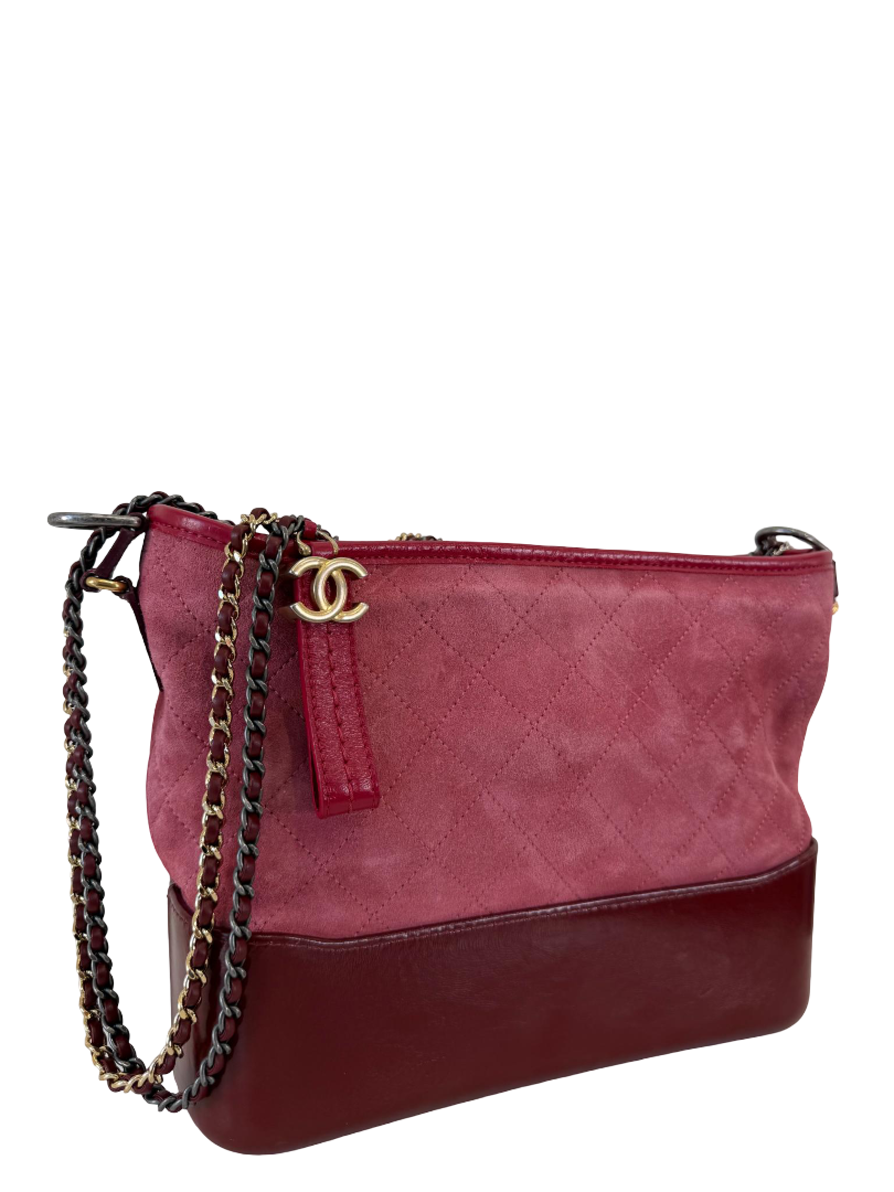 Chanel Medium Gabrielle Red Suede/Leather Hobo Bag