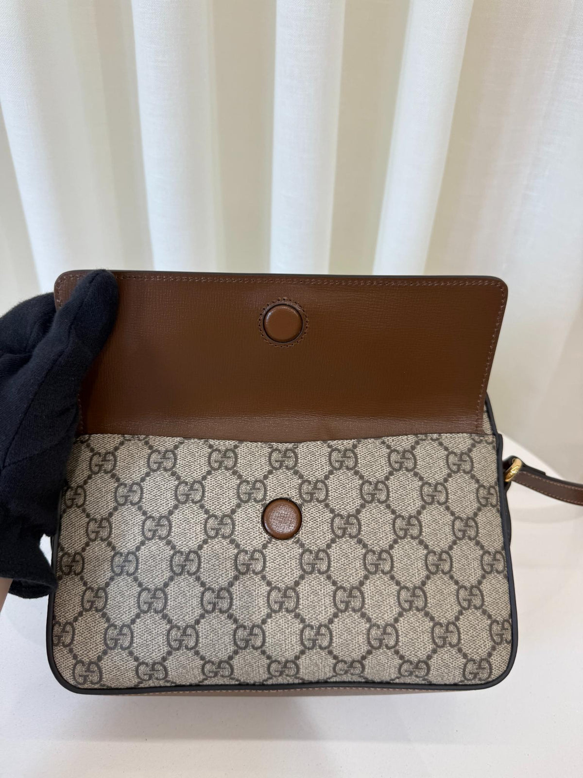 Gucci Horsebit 1955 GG Supreme Flap Pocket Camera Bag