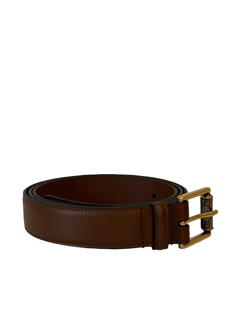 Gucci Brown Leather Logo Detail Belt