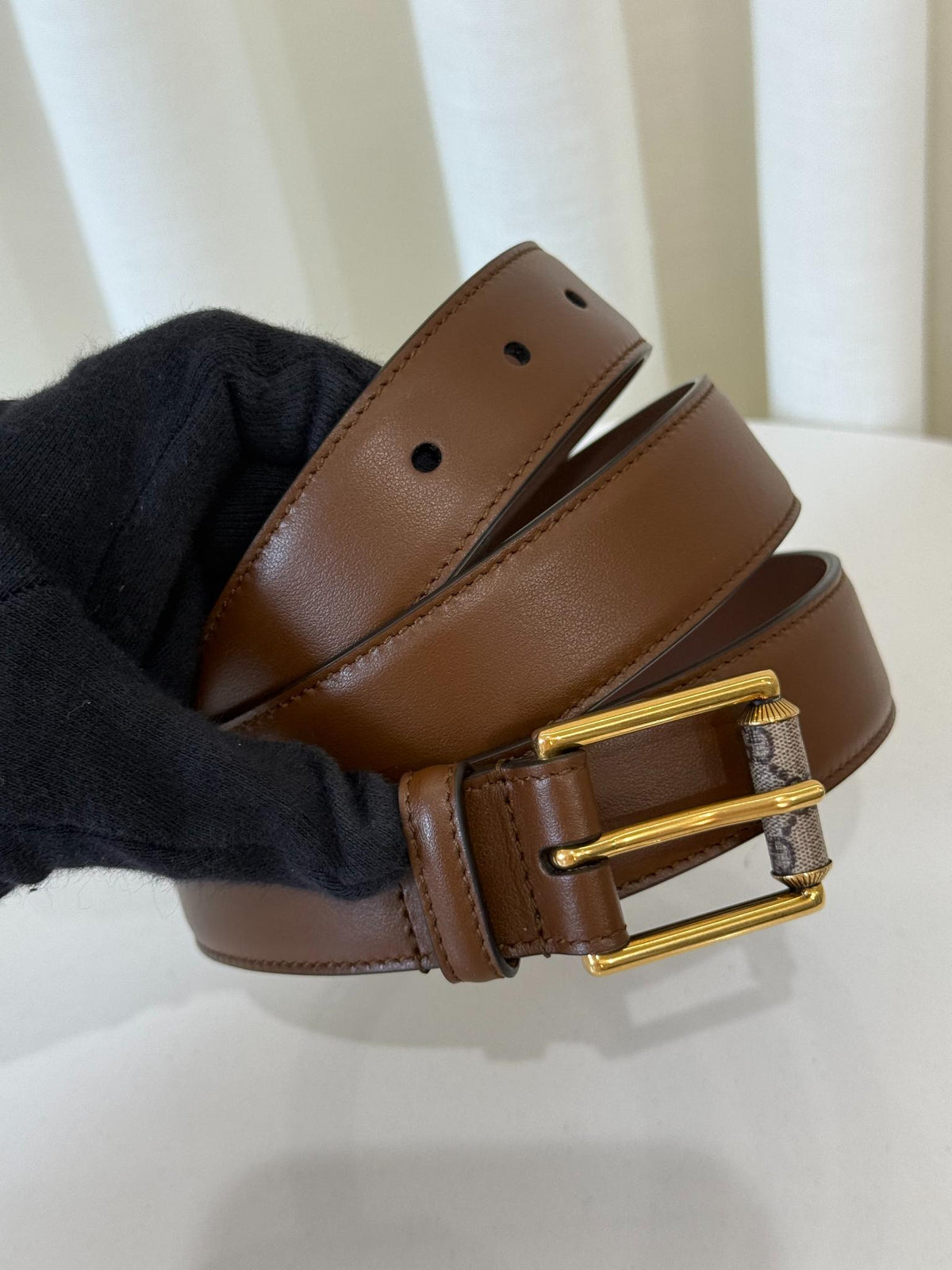 Gucci Brown Leather Logo Detail Belt