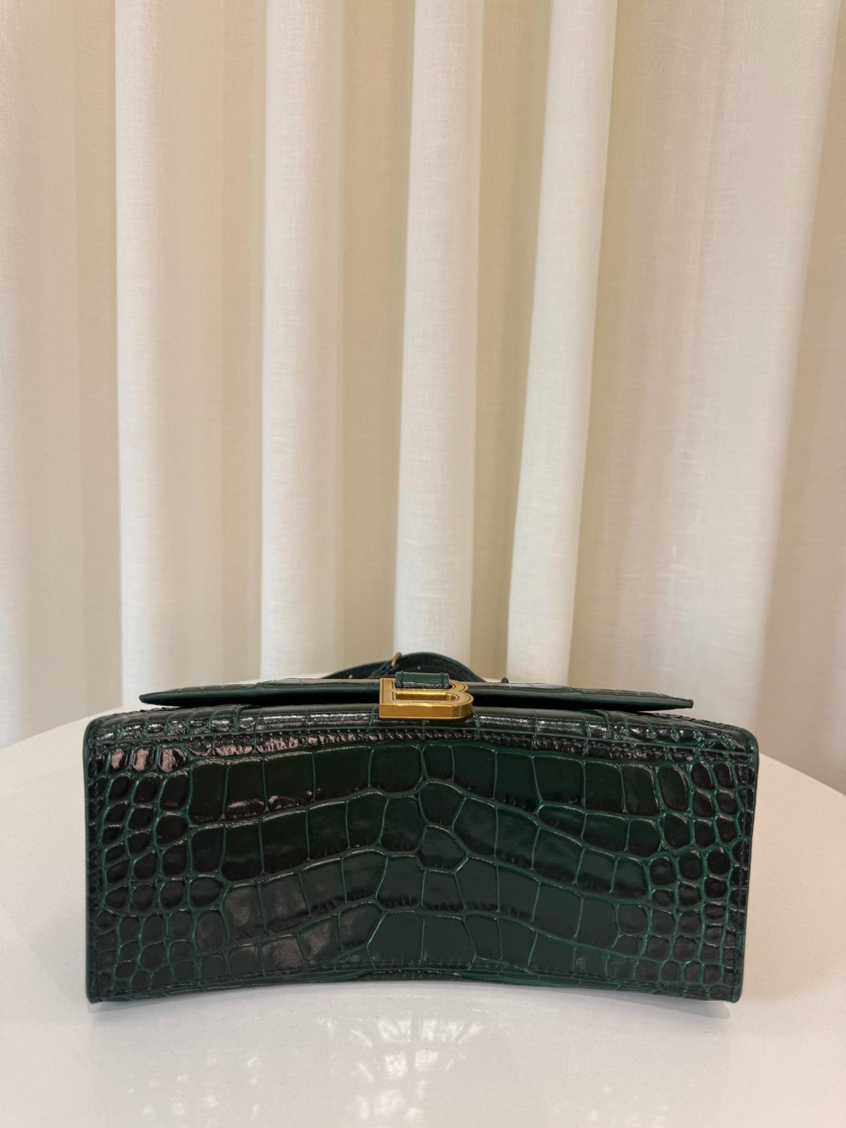 Balenciaga Hourglass Small Croc Embossed Top Handle Bag