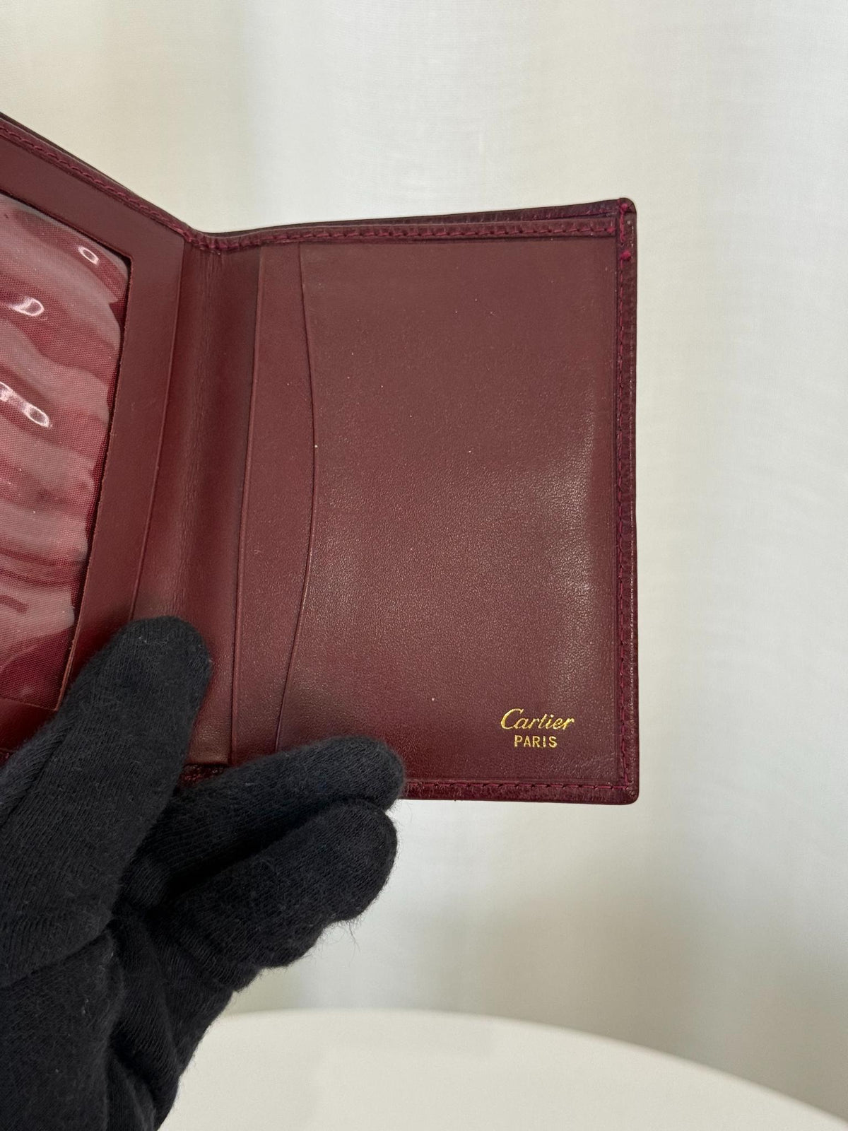 Cartier Vintage Burgundy Leather Must De Cartier Photo/Card Holder