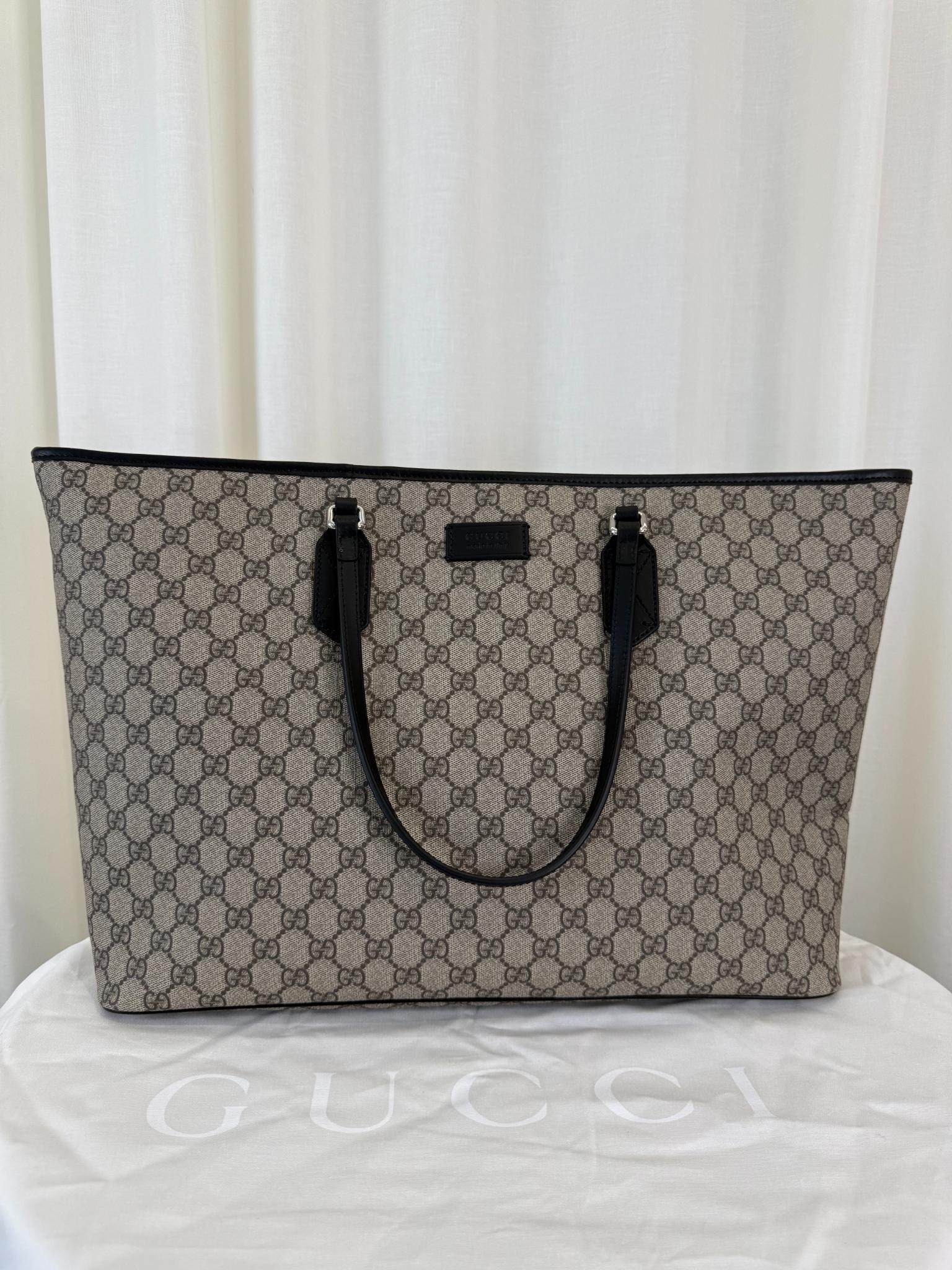 Gucci GG Supreme Canvas/Leather Tote Bag