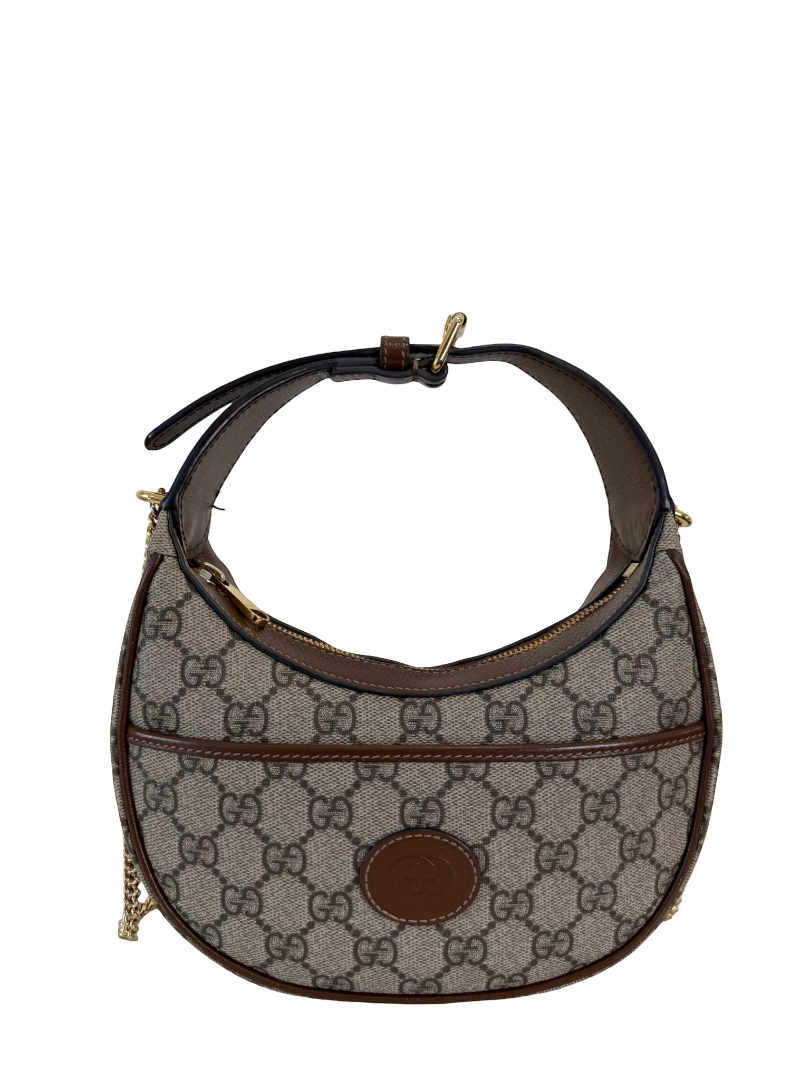 Gucci GG Supreme Beige/Ebony Half-Moon Mini Shaped Bag