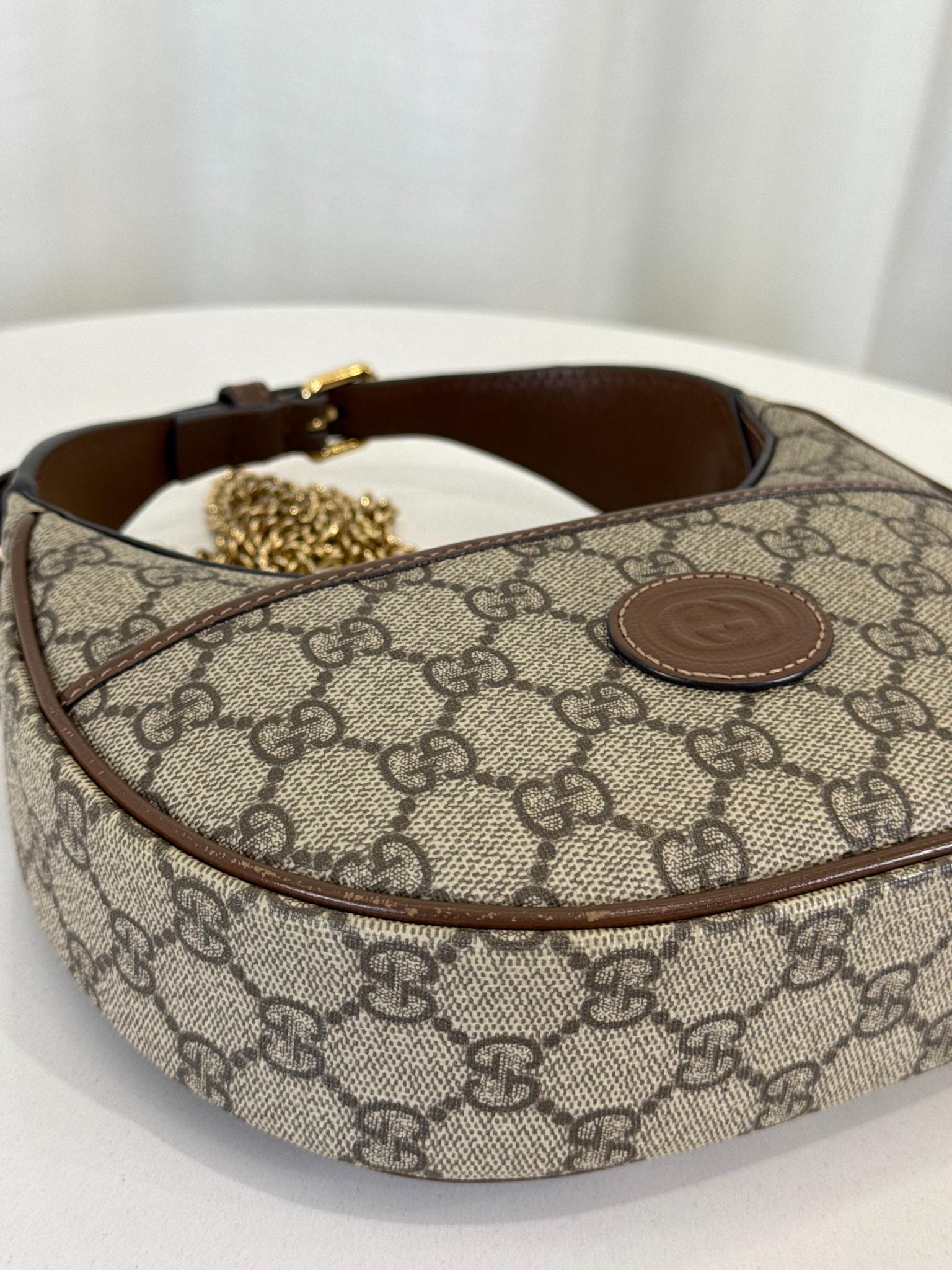 Gucci GG Supreme Beige/Ebony Half-Moon Mini Shaped Bag