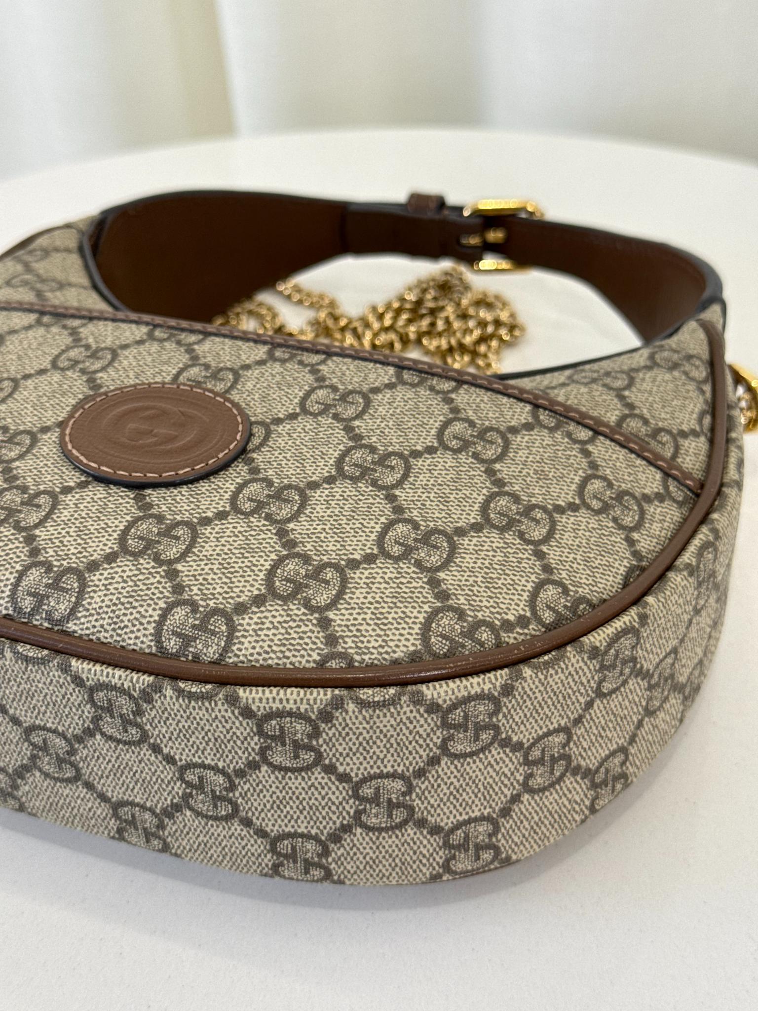 Gucci GG Supreme Beige/Ebony Half-Moon Mini Shaped Bag