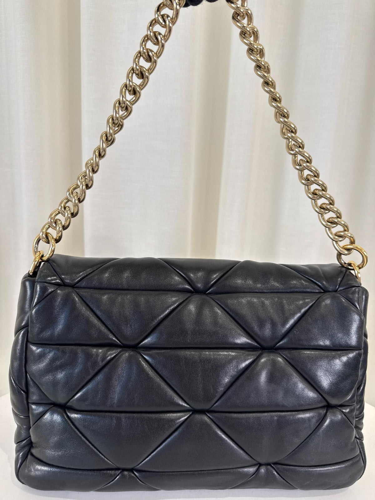 Prada Black Nappa Patchwork Quilted Leather Shoulder Bag
