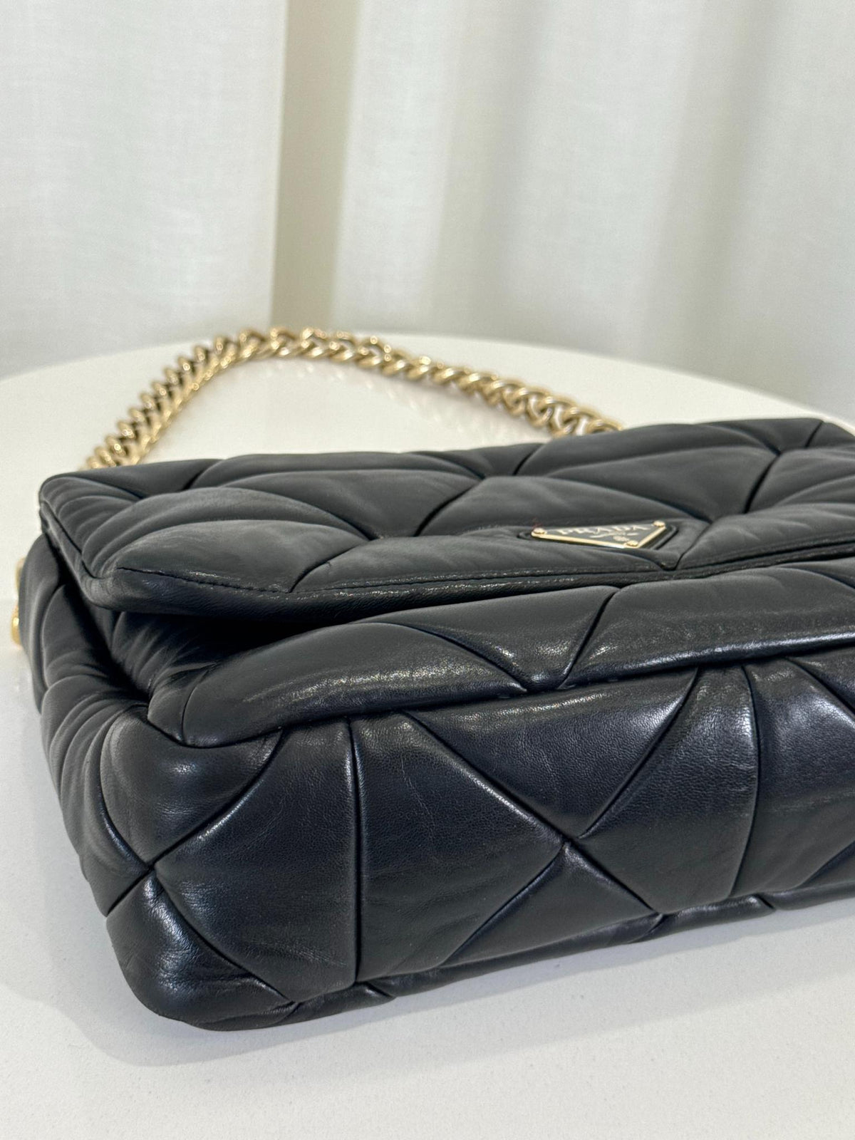 Prada Black Nappa Patchwork Quilted Leather Shoulder Bag
