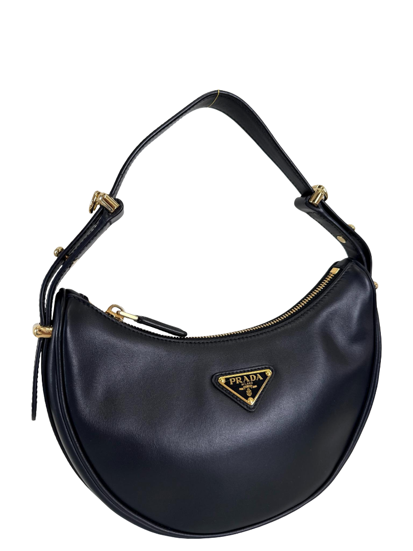 Prada Arqué Black Nappa Leather Small Shoulder Bag