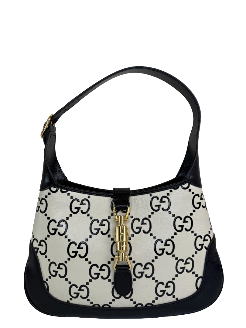 Gucci Jackie 1961 Black/White GG Print Small Hobo Bag