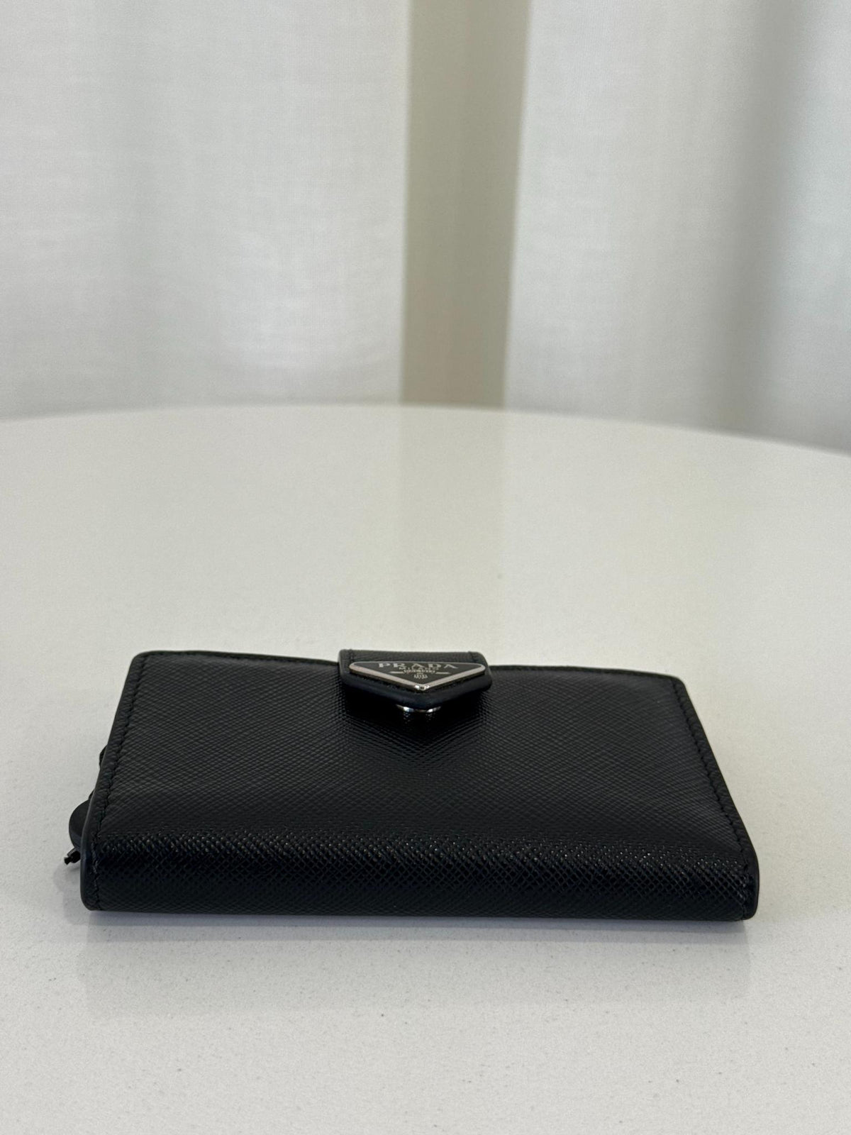 Prada Small Logo Plaque Saffiano Leather Bifold Cardholder
