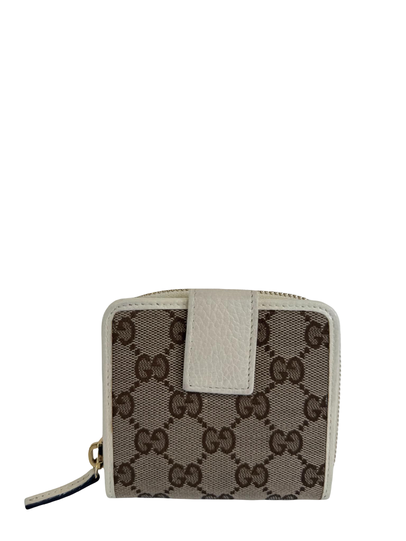 Gucci Beige/White GG Canvas Bifold Wallet