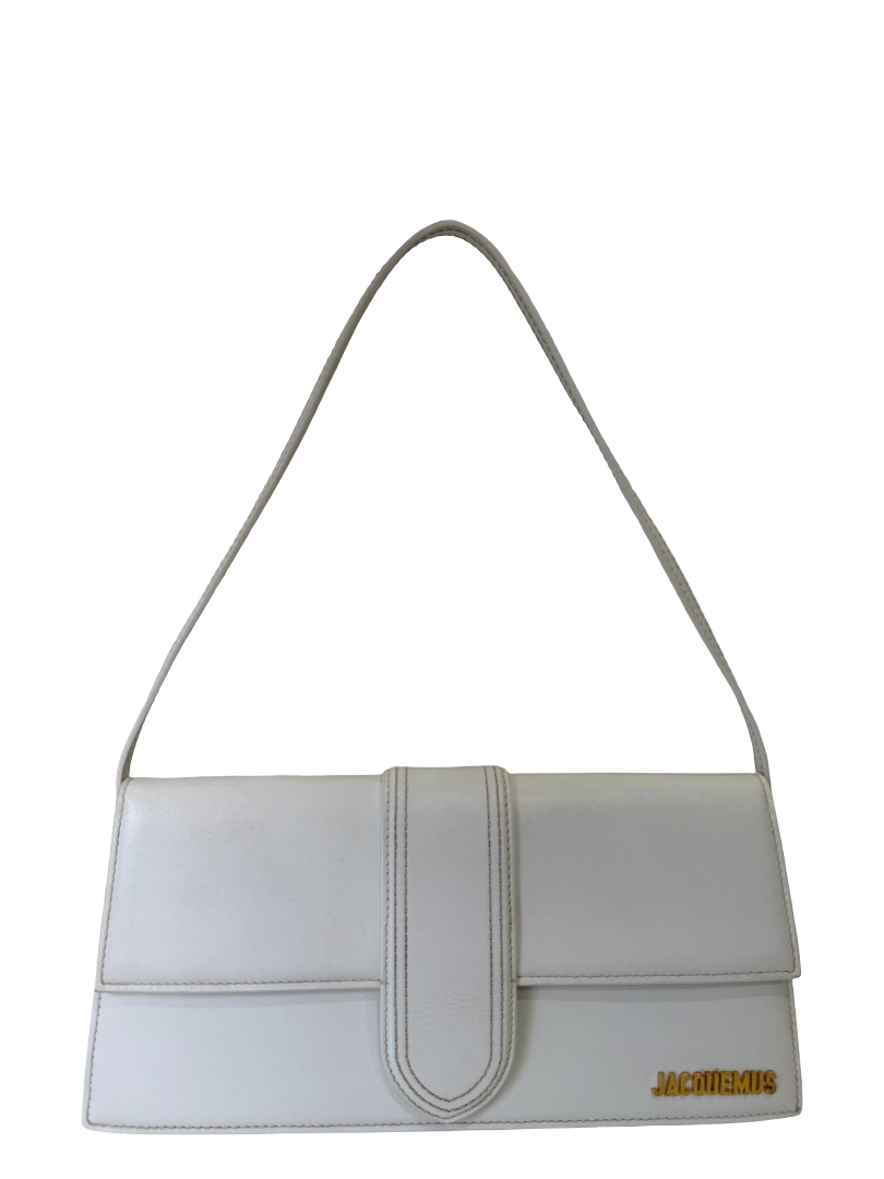 Jacquemus Le Bambino Long White Leather Shoulder Bag