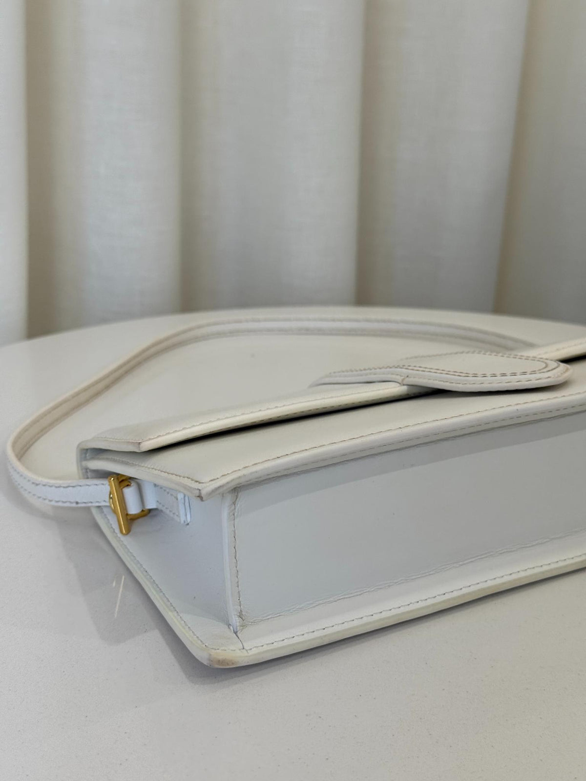 Jacquemus Le Bambino Long White Leather Shoulder Bag