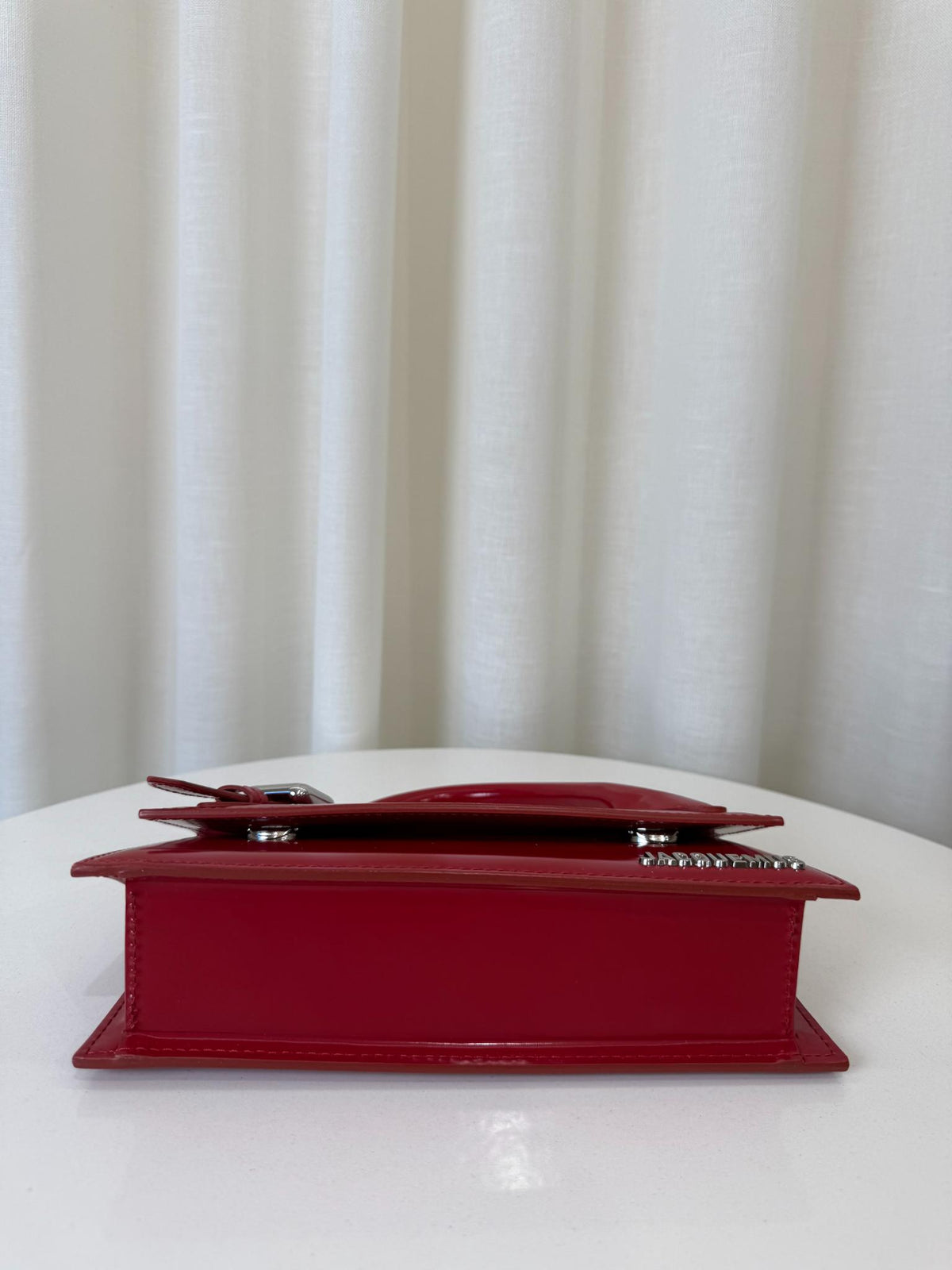 Jacquemus Le Chiquito Long Bouclé Red Patent Leather Top Handle Bag