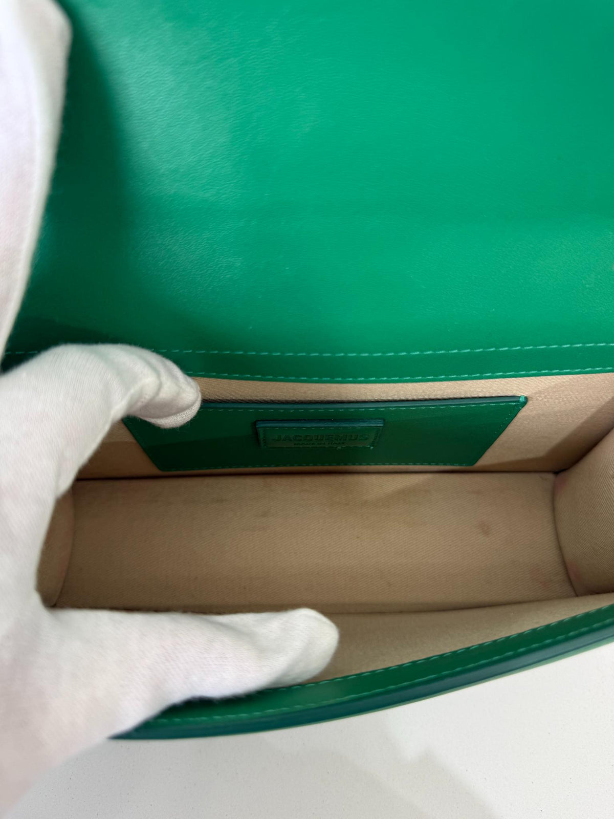 Jacquemus Le Grand Bambino Green Smoth Calfskin Top Handle Bag