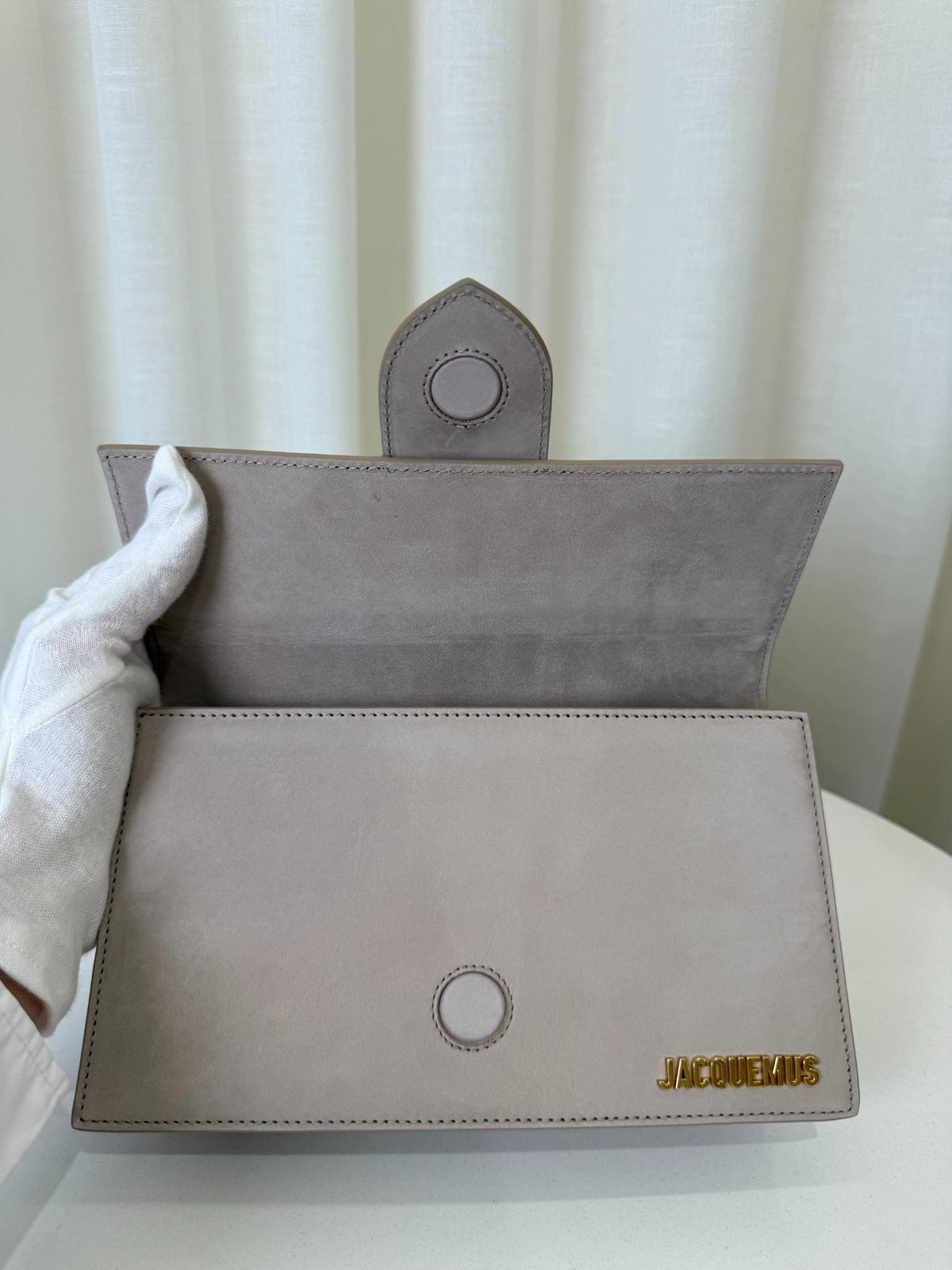 Jacquemus Le Grand Bambino Neutral Suede Top Handle Bag