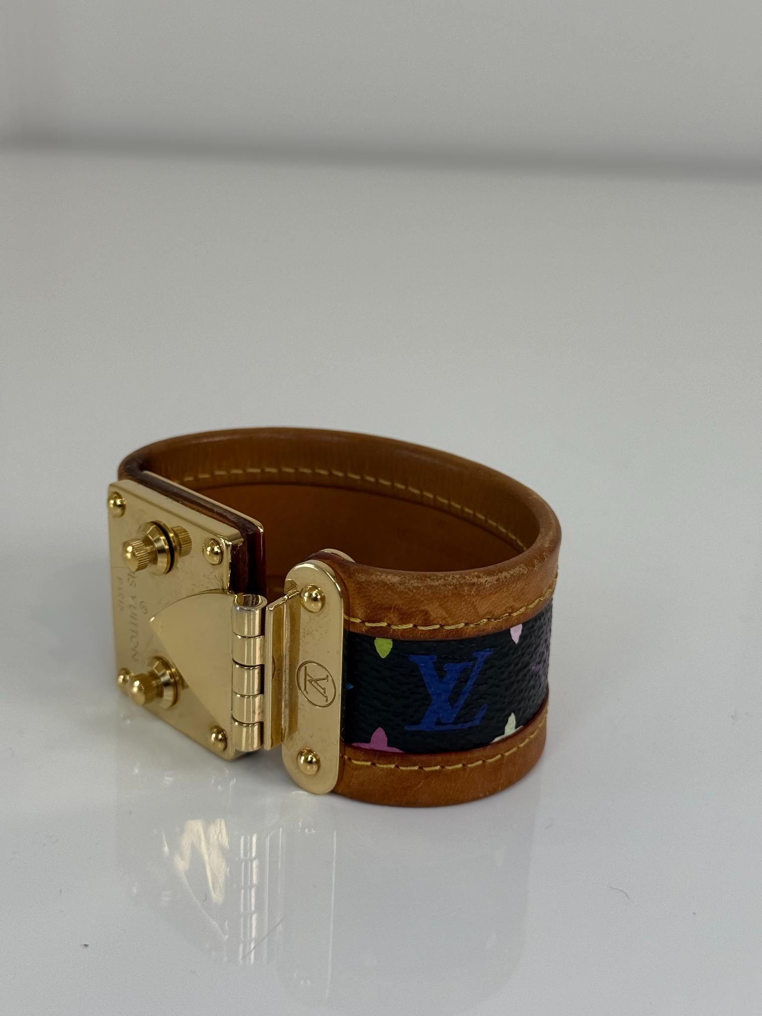 Louis Vuitton Black Multicolore Murakami S-Lock Bracelet