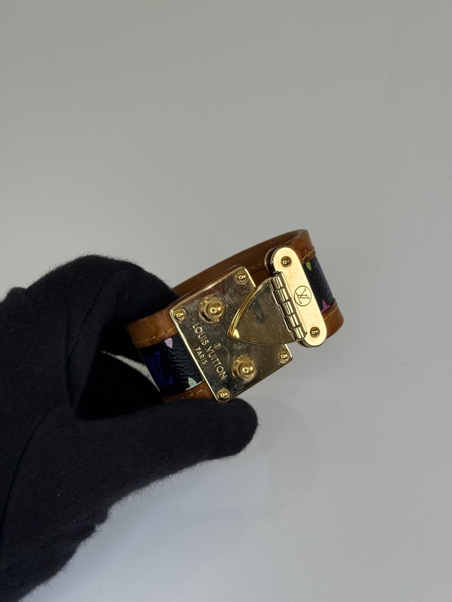 Louis Vuitton Black Multicolore Murakami S-Lock Bracelet