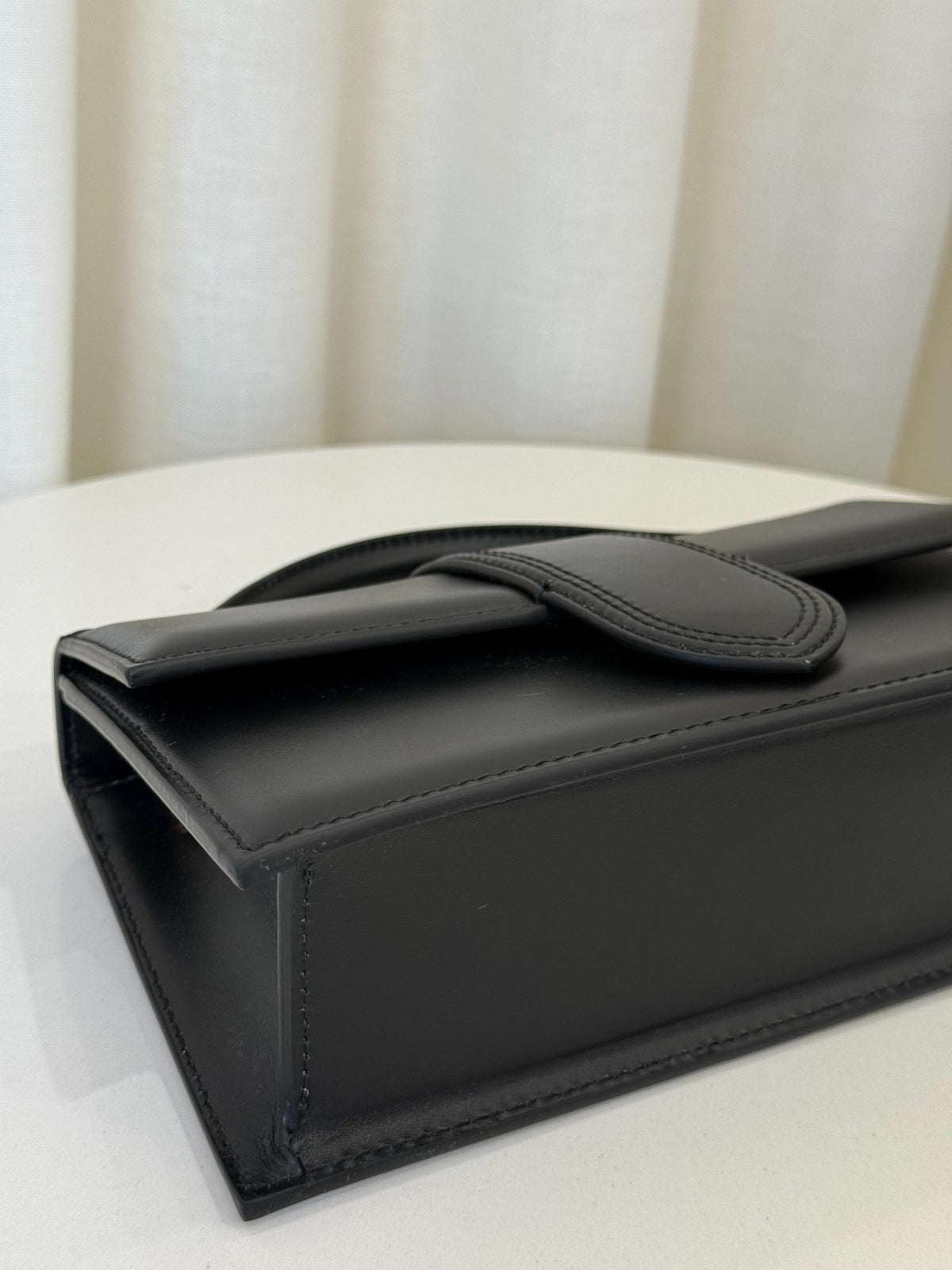 Jacquemus Le Grand Bambino Black Smoth Calfskin Top Handle Bag