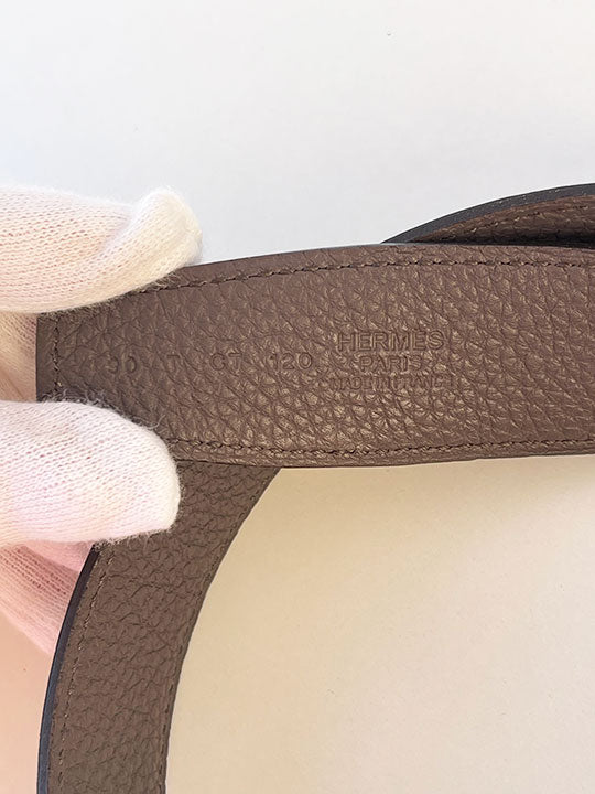 Hermès Box Togo Constance H Belt 90 Black Etain