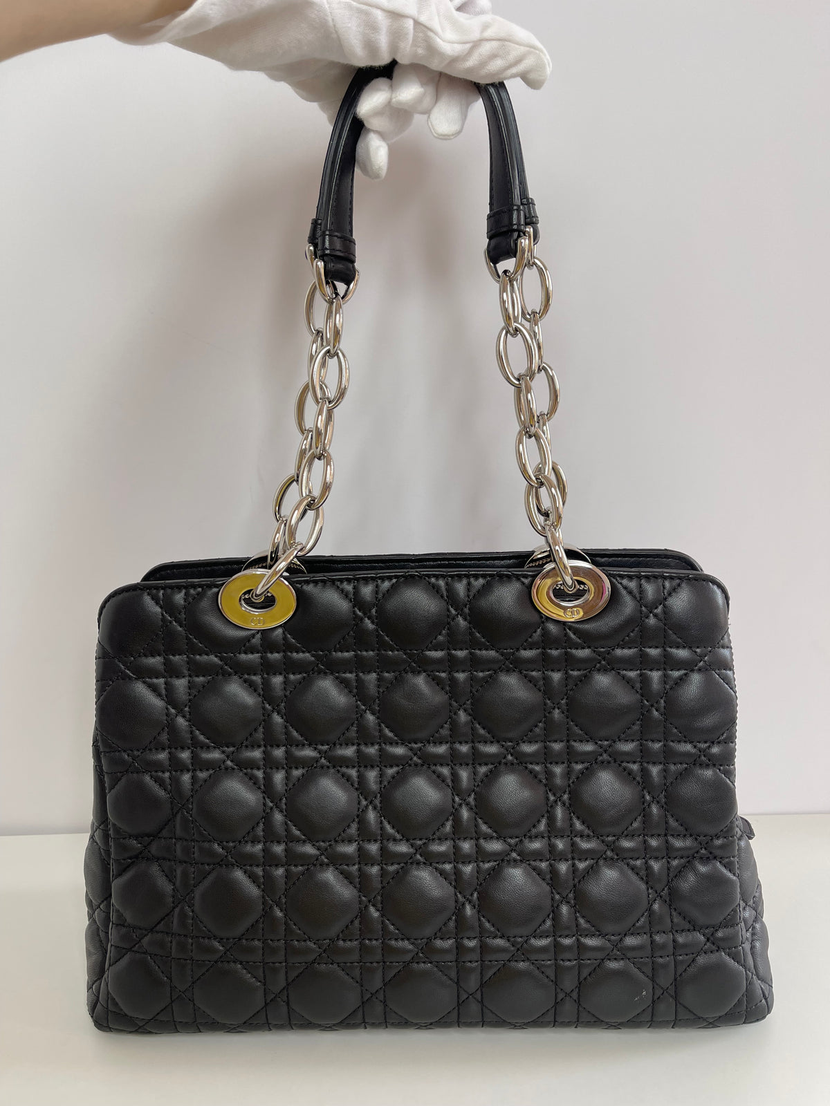 Dior Black Cannage Leather Small Soft Lady Dior Tote