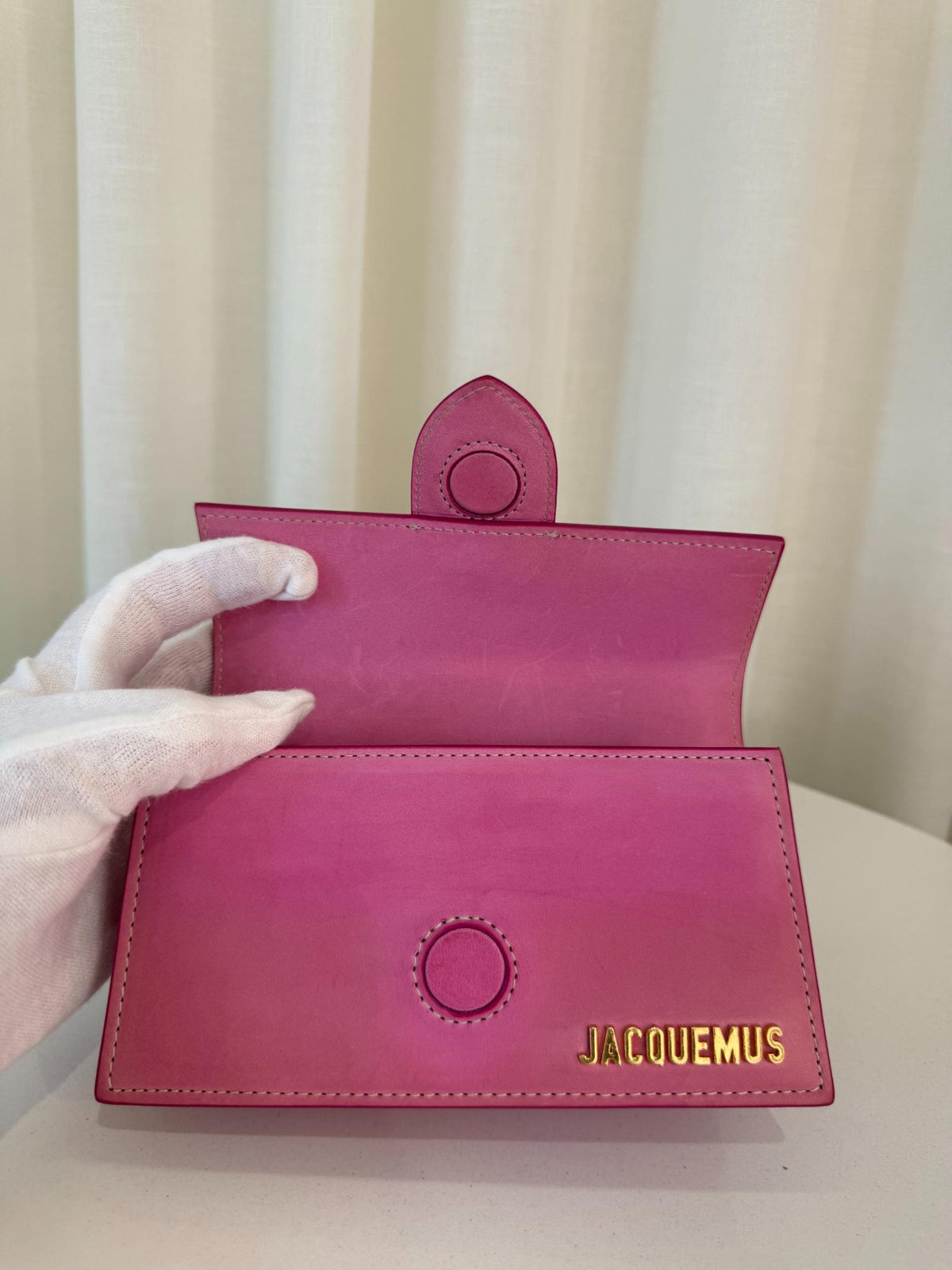 Jacquemus Le Bambino Small Neon Pink Leather Flap Bag