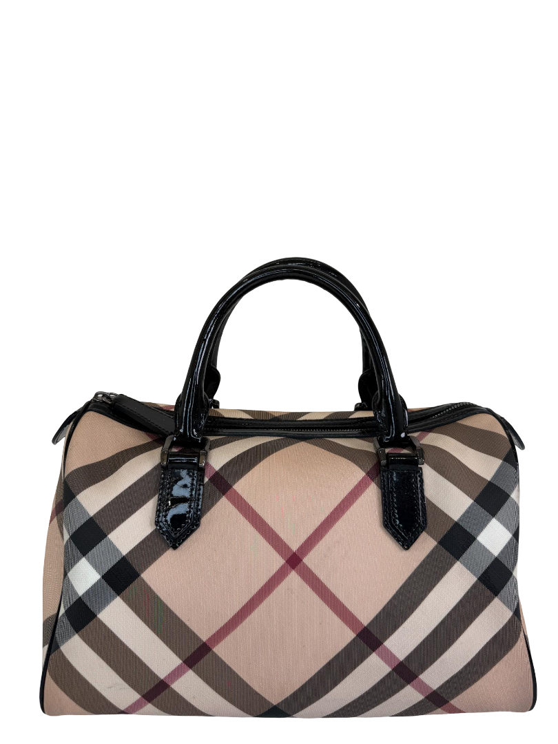 Burberry Beige/Black Supernova Check Coated Canvas Bauletto