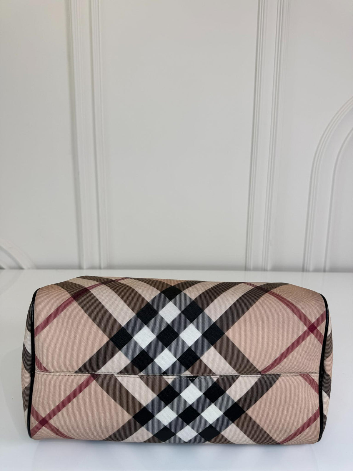 Burberry Beige/Black Supernova Check Coated Canvas Bauletto