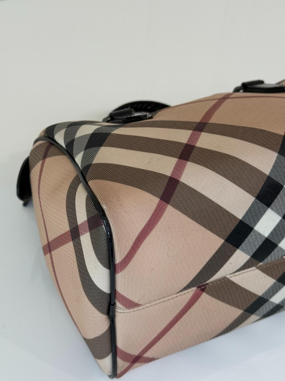 Burberry Beige/Black Supernova Check Coated Canvas Bauletto