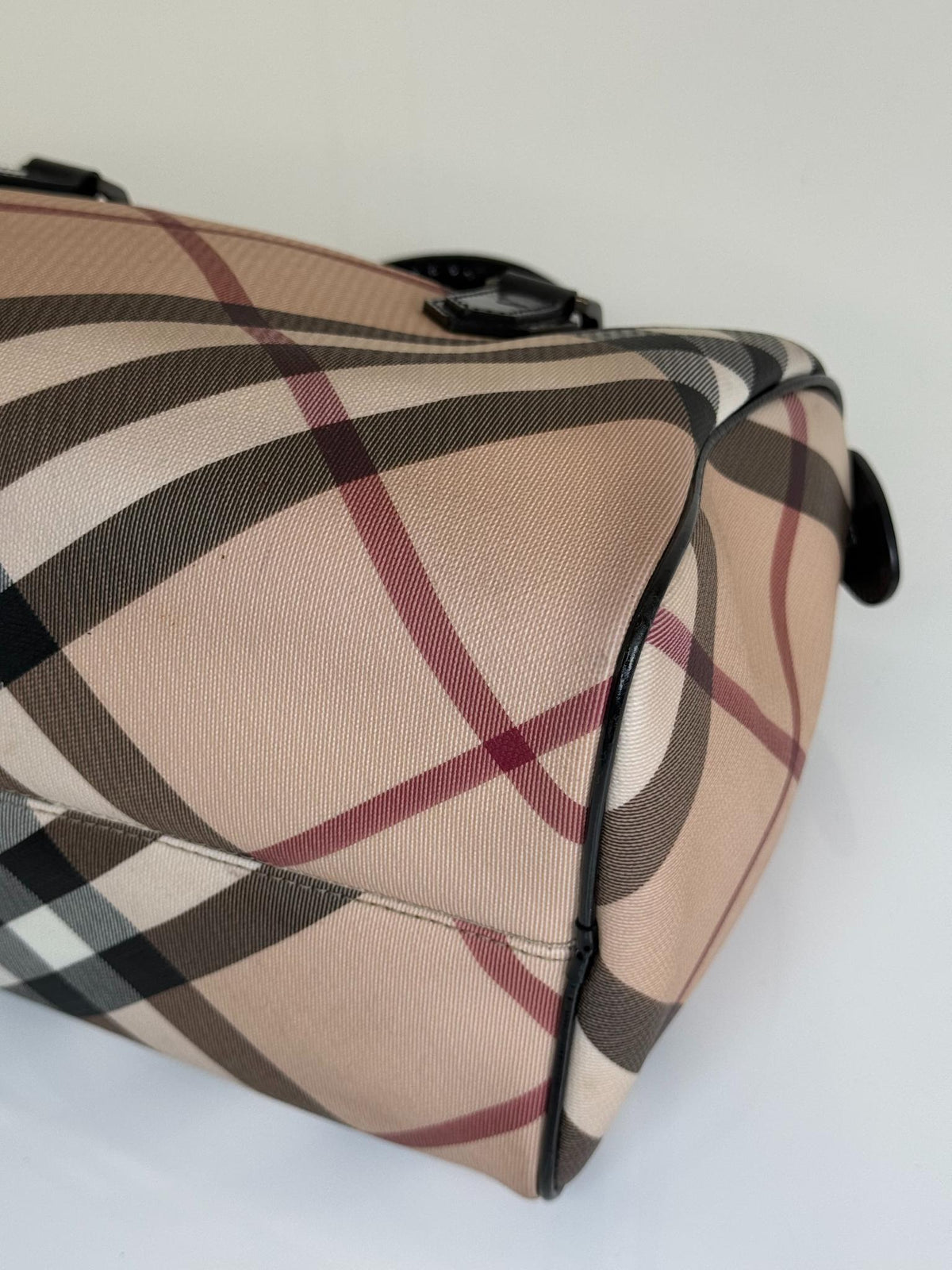 Burberry Beige/Black Supernova Check Coated Canvas Bauletto