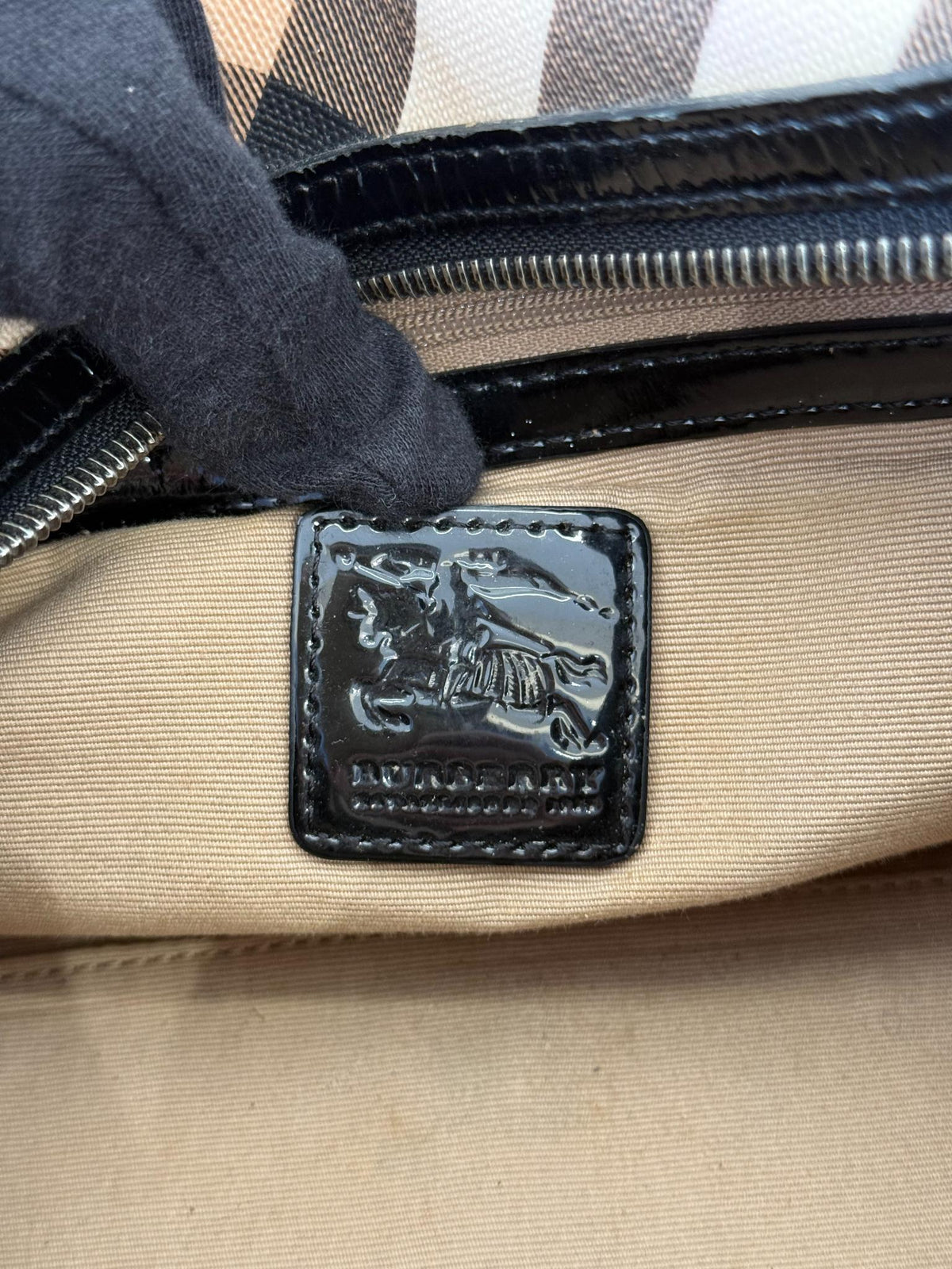 Burberry Beige/Black Supernova Check Coated Canvas Bauletto