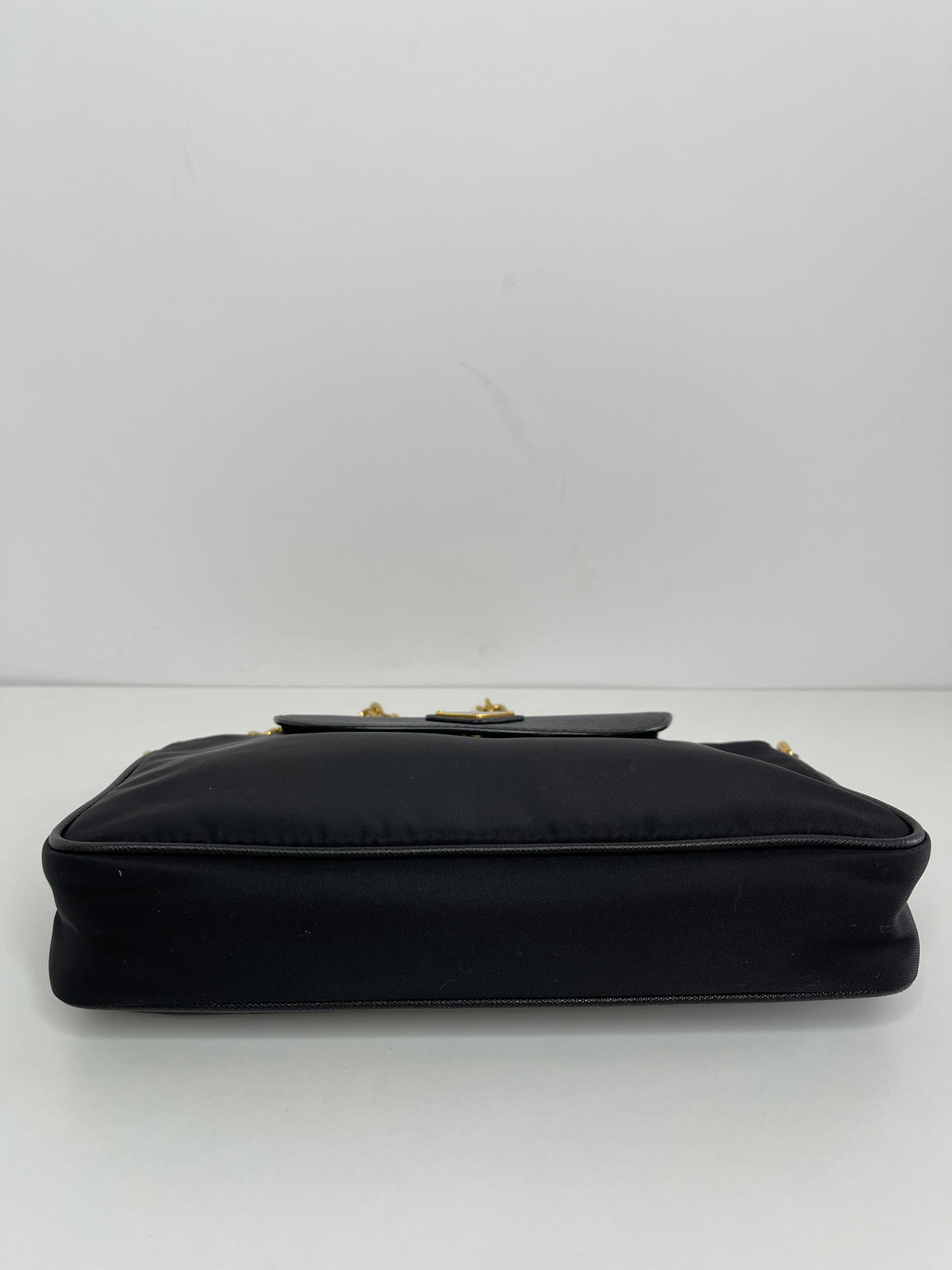Prada Small Tessuto Saffiano Chain Crossbody Bag Black