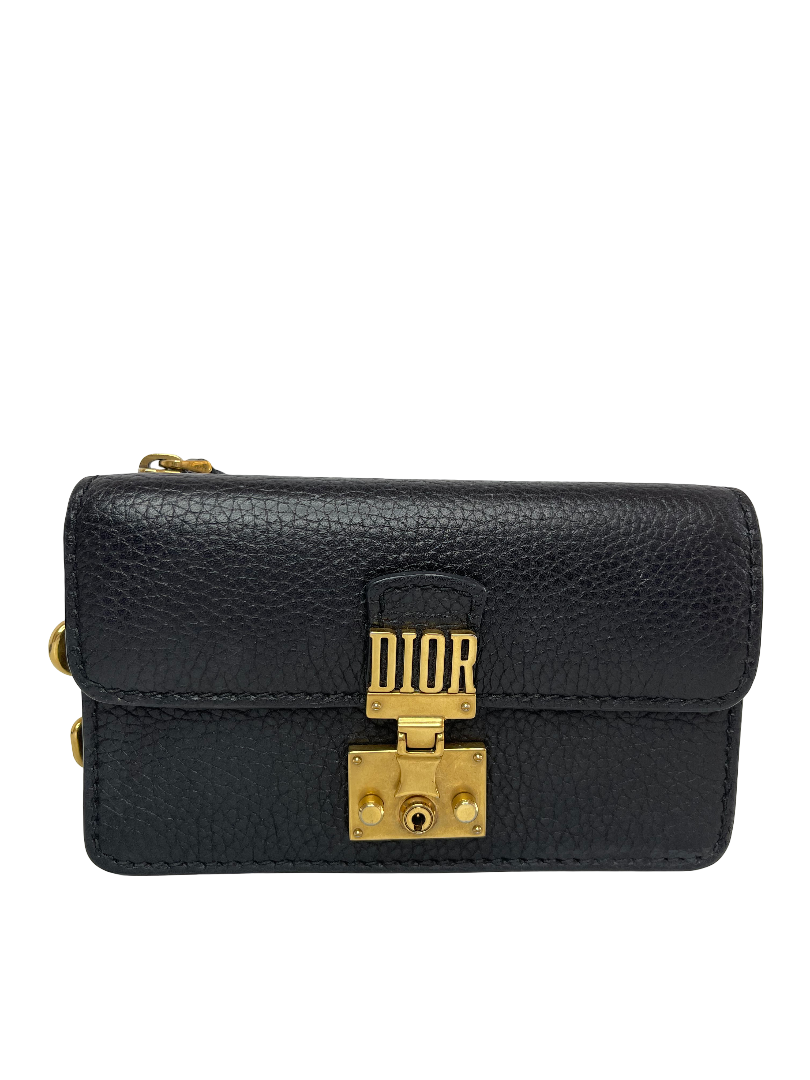 Dior Dioraddict Wristlet Clutch Grained Leather