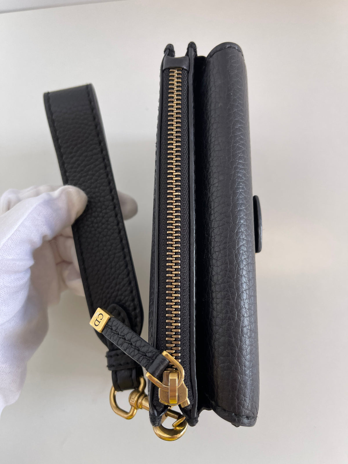 Dior Dioraddict Wristlet Clutch Grained Leather
