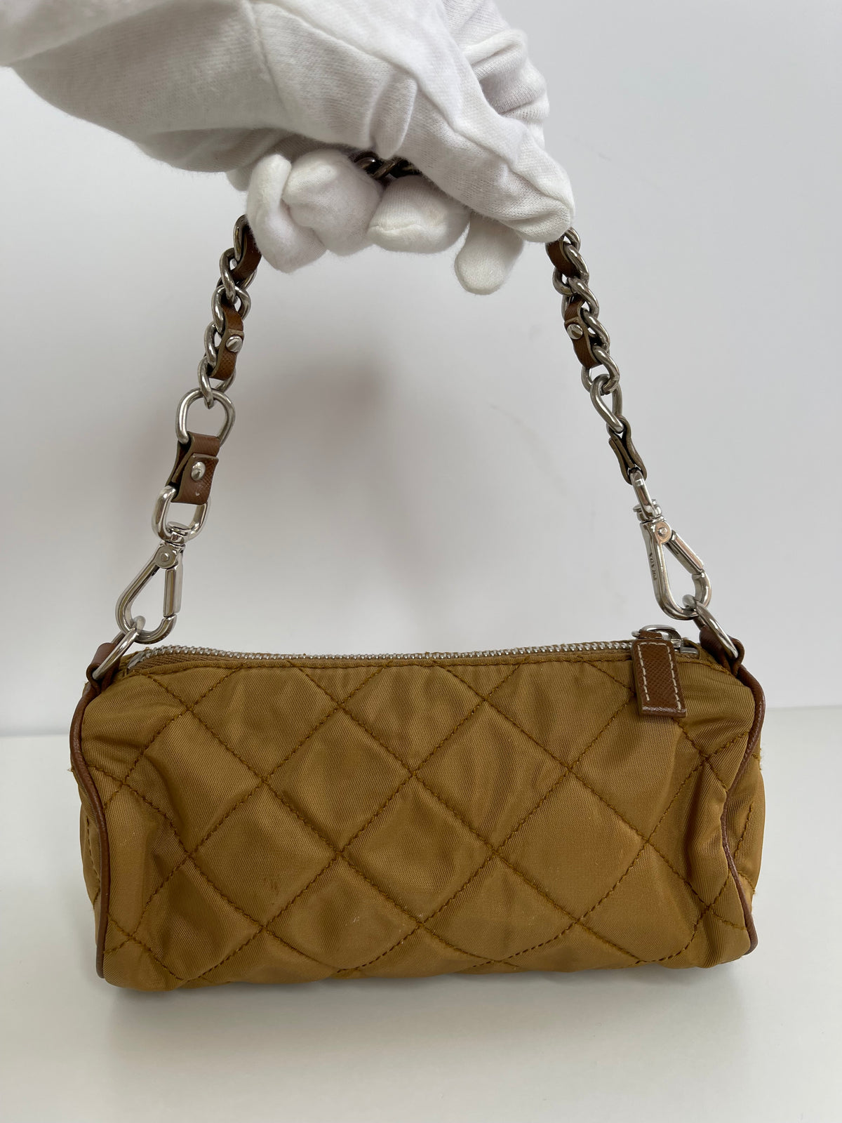 Prada Mini Tessuto Quilted Barrel Bag