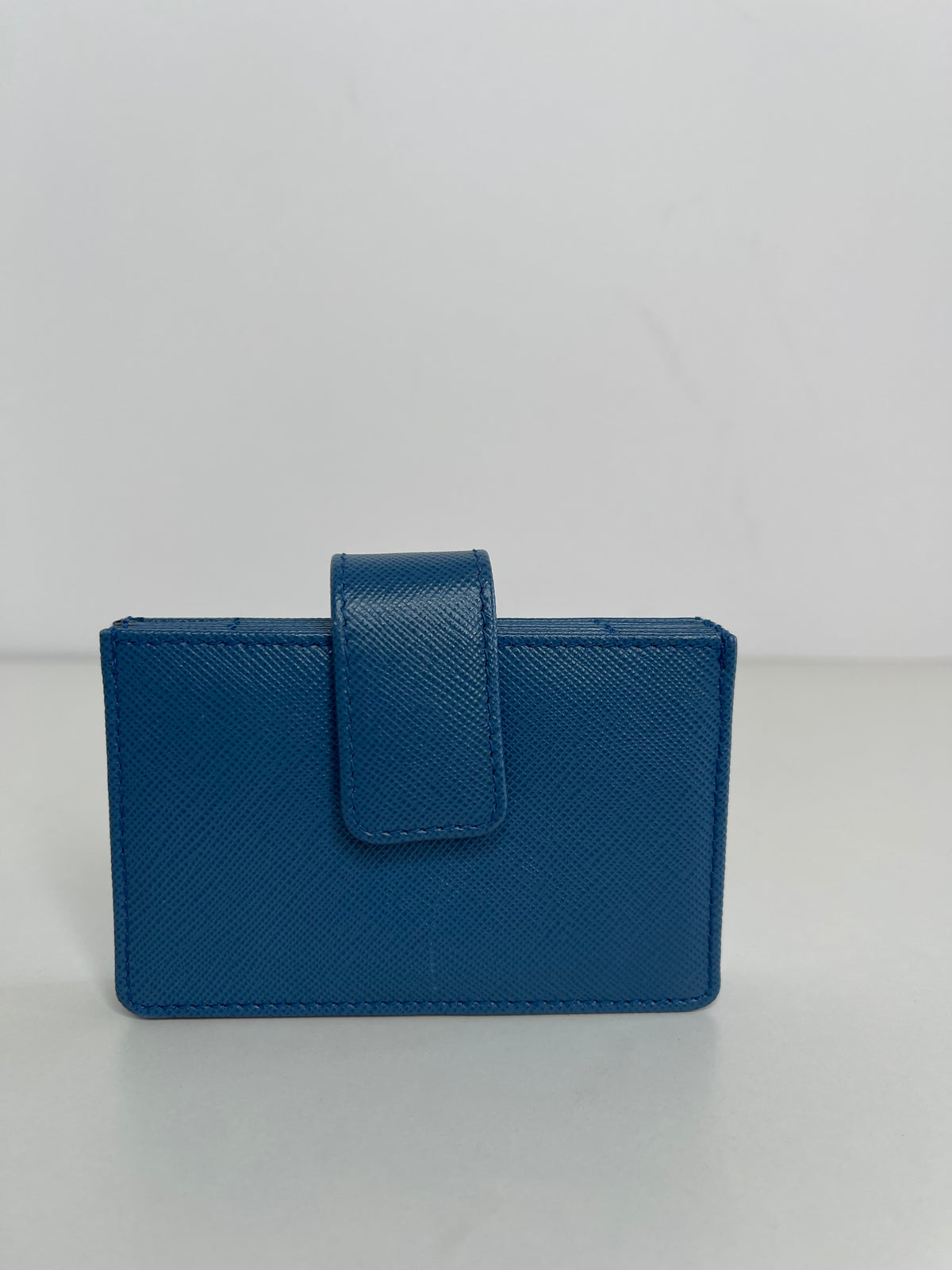 Prada Blue Saffiano Leather Accordion Card Holder