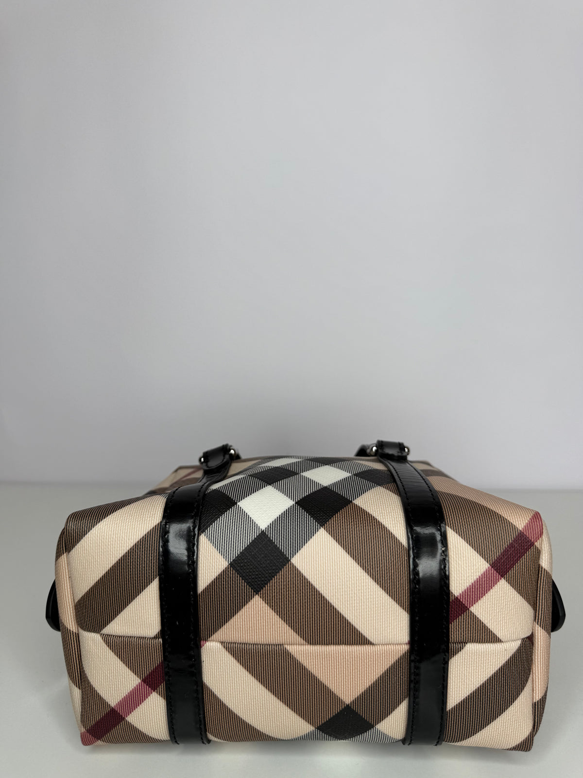 Burberry Beige/Black Nova Check Vinyl Small Bowler Bag