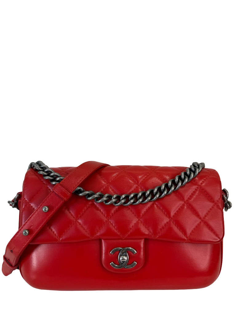Chanel Red Calfskin Quilted Medium Rock My Shoulder Flap Bag