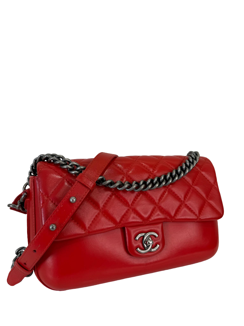Chanel Red Calfskin Quilted Medium Rock My Shoulder Flap Bag