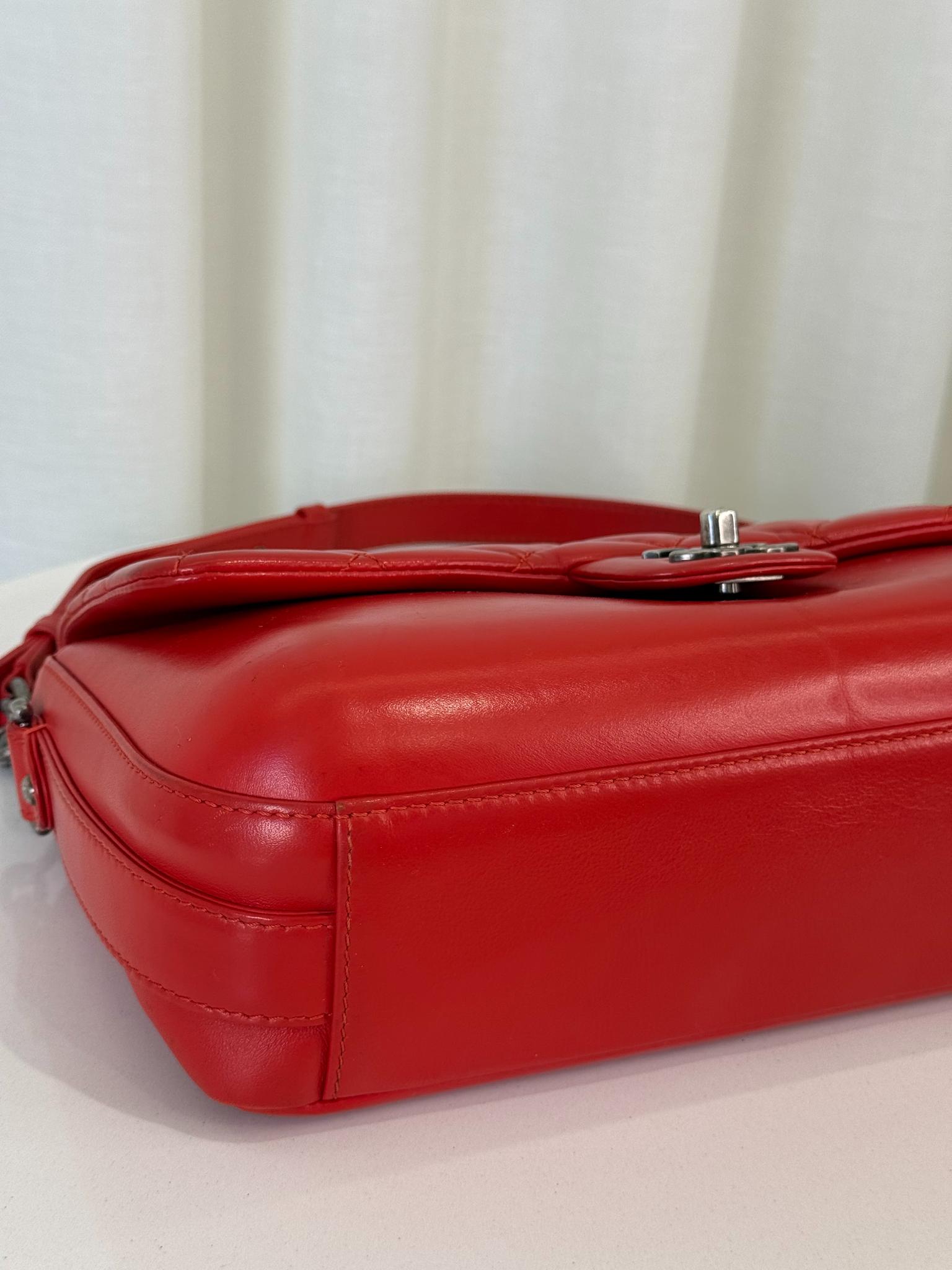 Chanel Red Calfskin Quilted Medium Rock My Shoulder Flap Bag