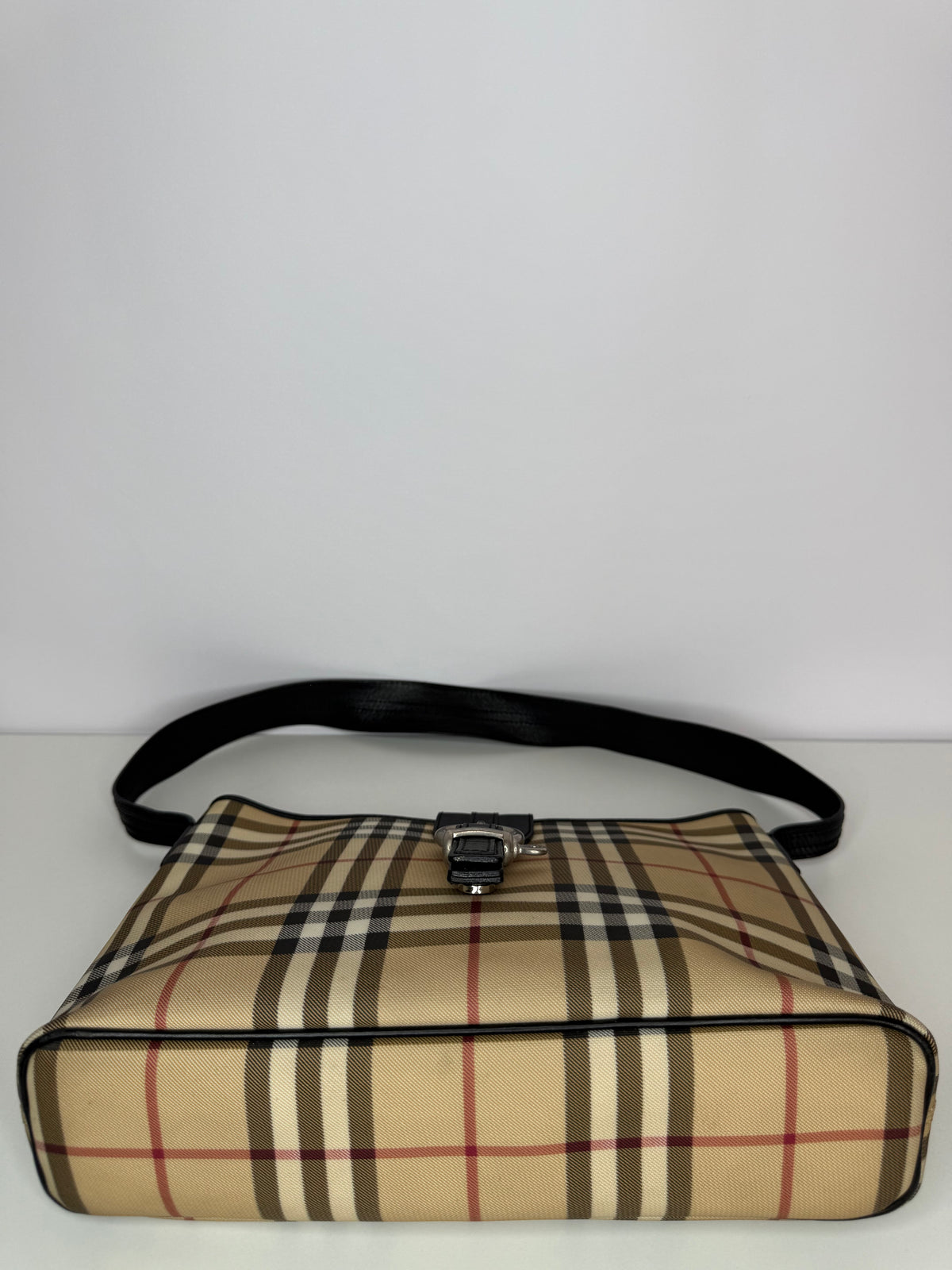 Burberry Beige Nova Check Canvas Buckle Shoulder Bag
